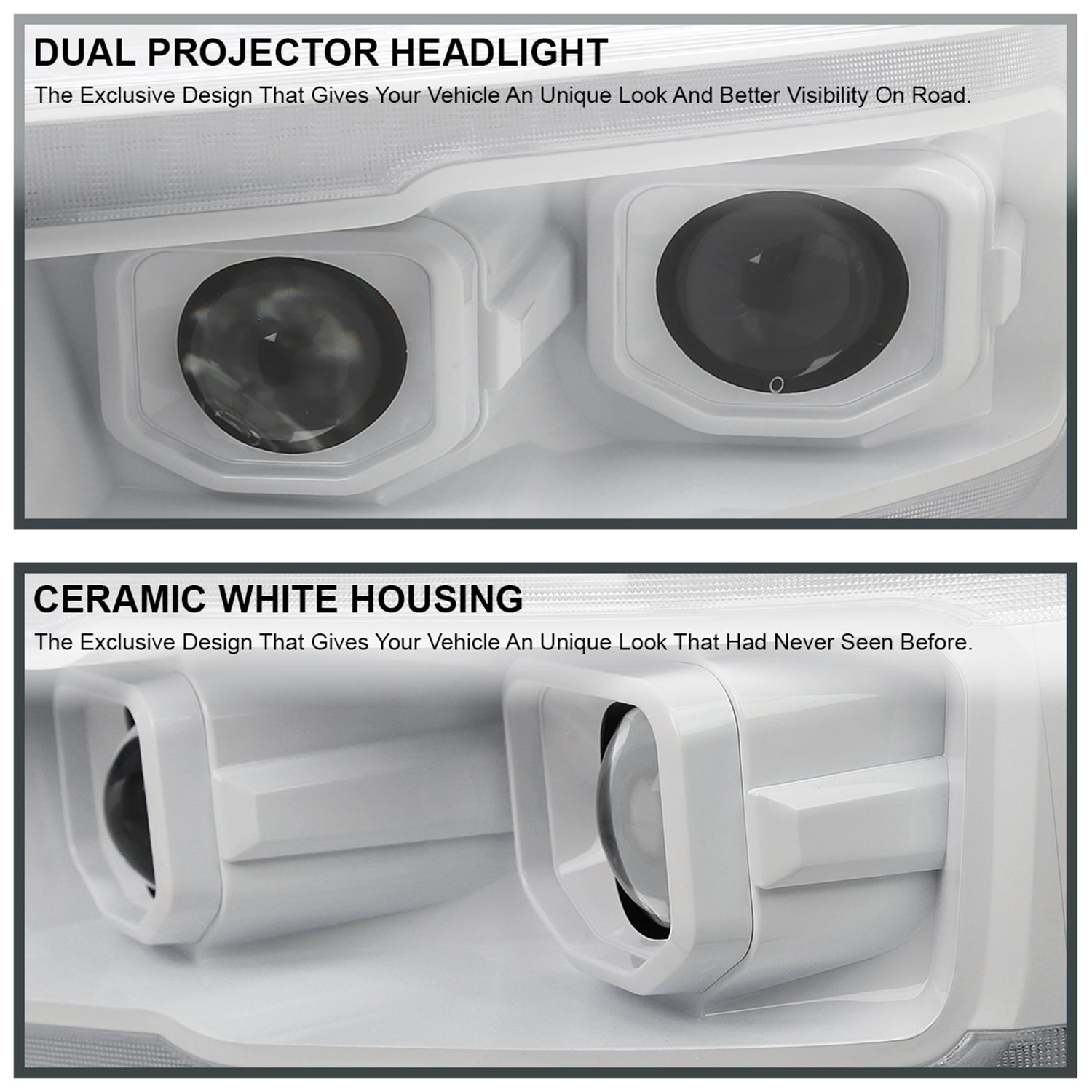 2019-2024 Dodge RAM 1500 LED Turn Signal Projector Headlights White Housing
