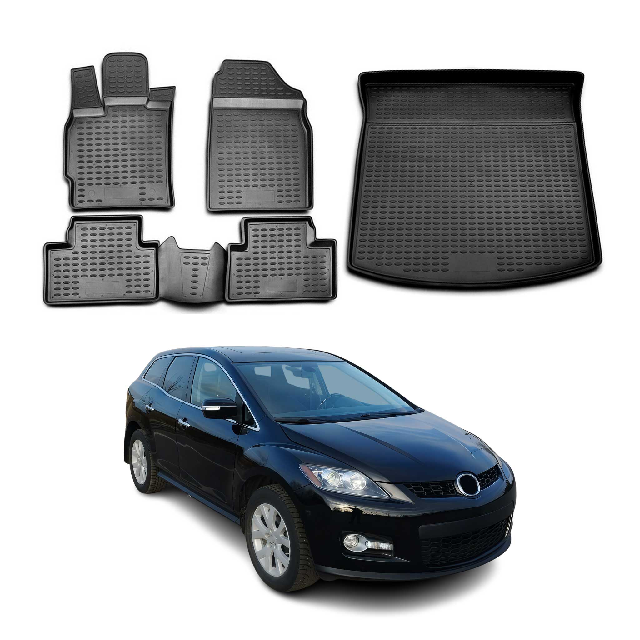 2007-2009 Mazda CX-7 Floor Mats & Cargo Liner Full Set All Weather Black