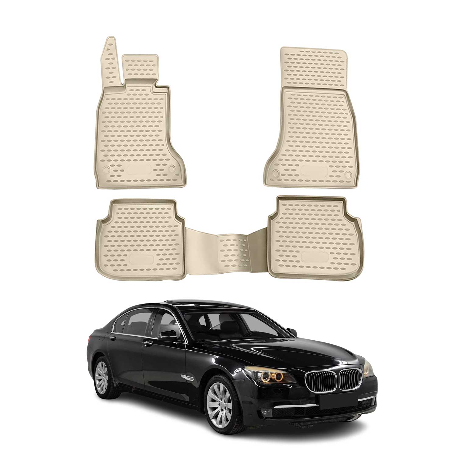 2008-2015 BMW 7 Series F02 Short Sedan Floor Mats Liners Full Set All Weather Beige