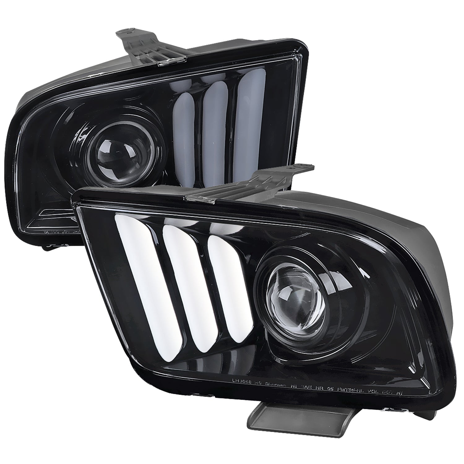 2005-2009 Ford Mustang LED Bar Projector Headlights Chrome/Smoke Lens
