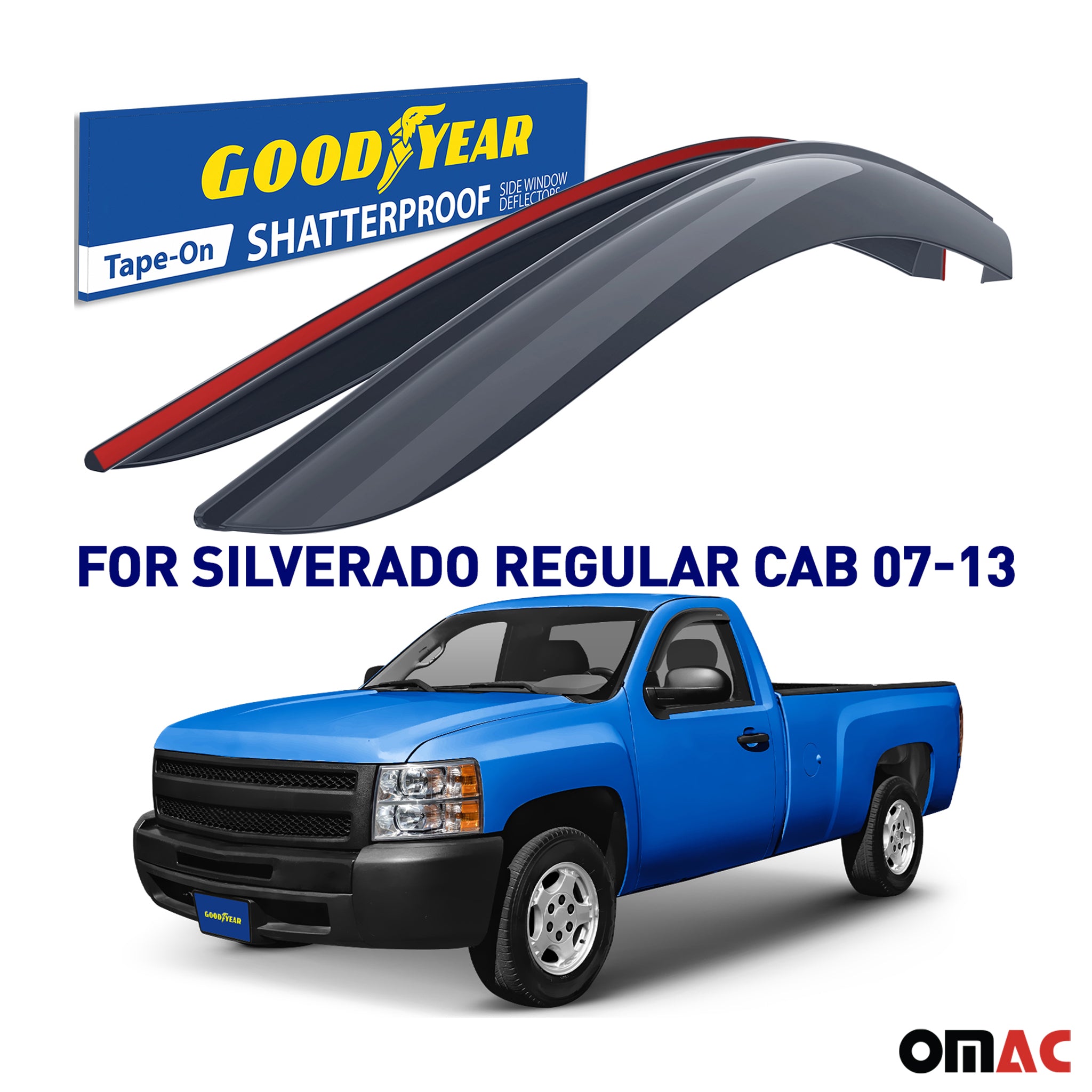Goodyear Wind Deflectors for GMC Sierra 2500HD 3500HD 2007-14 Crew Cab Smoke 2x