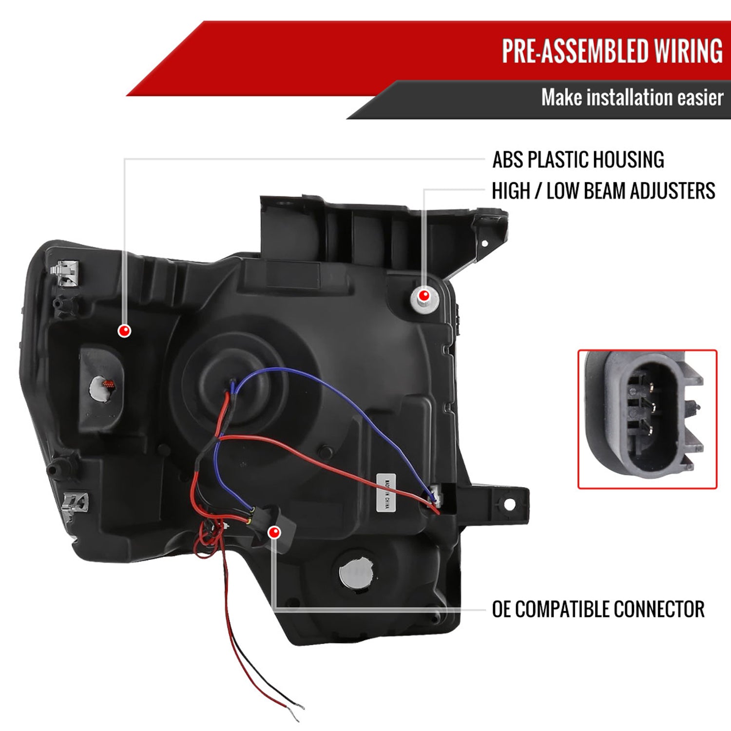 2009-2014 Ford F-150 Projector Headlights w/ LED Light Strip Chrome/Smoke Lens