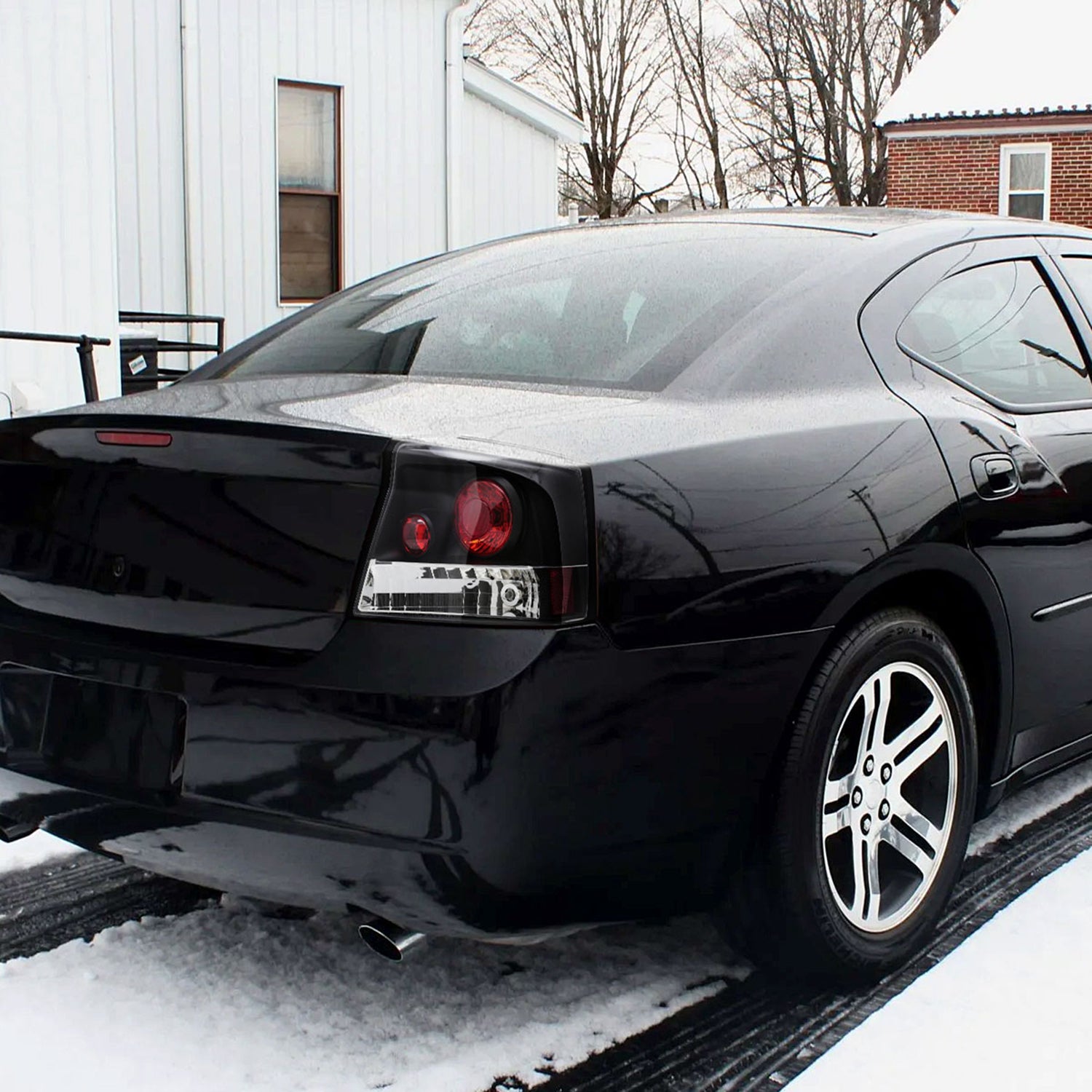 2005-2008 Dodge Charger Tail Lights Matte Black Housing/Clear Lens