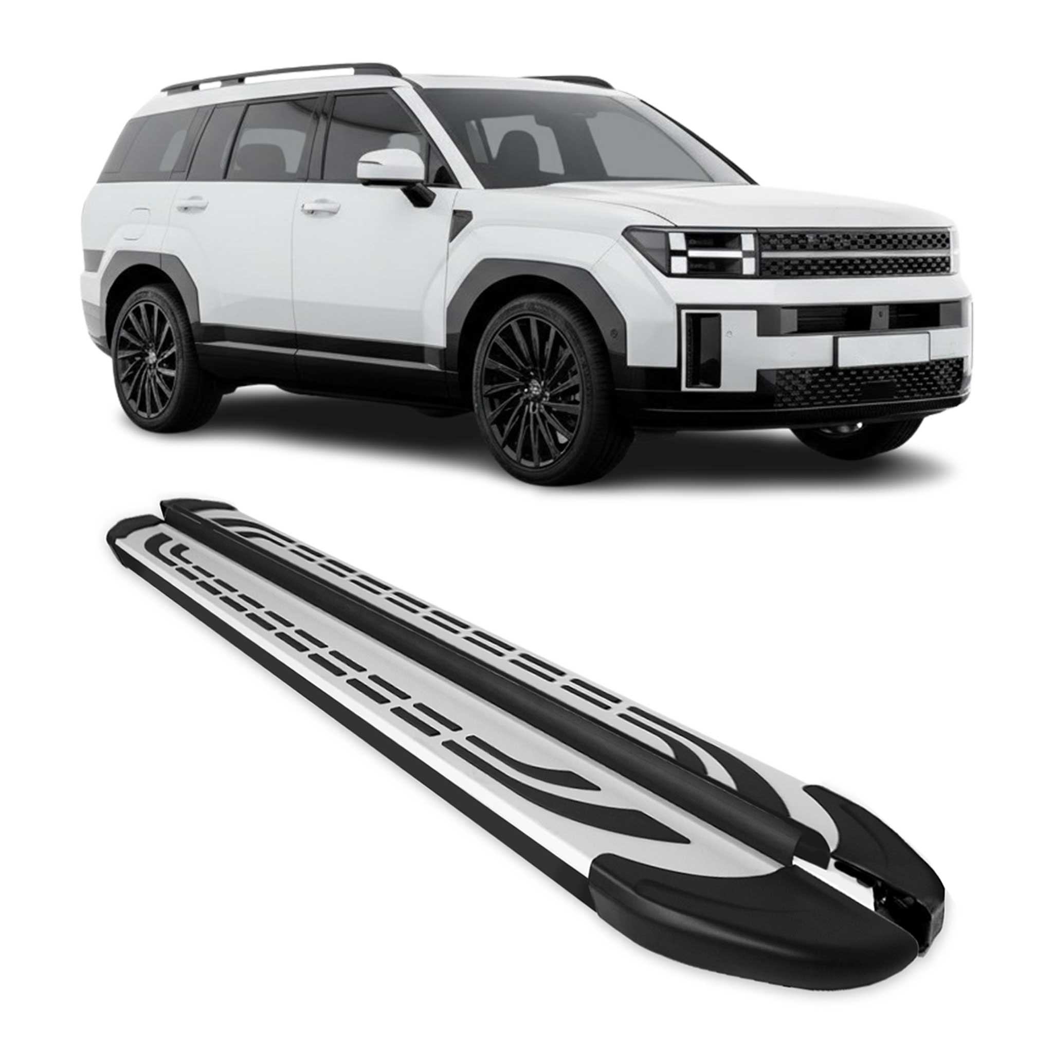 Nerf Bars Side Step Running Boards for Hyundai Santa Fe 2024-26 Black Silver 2x