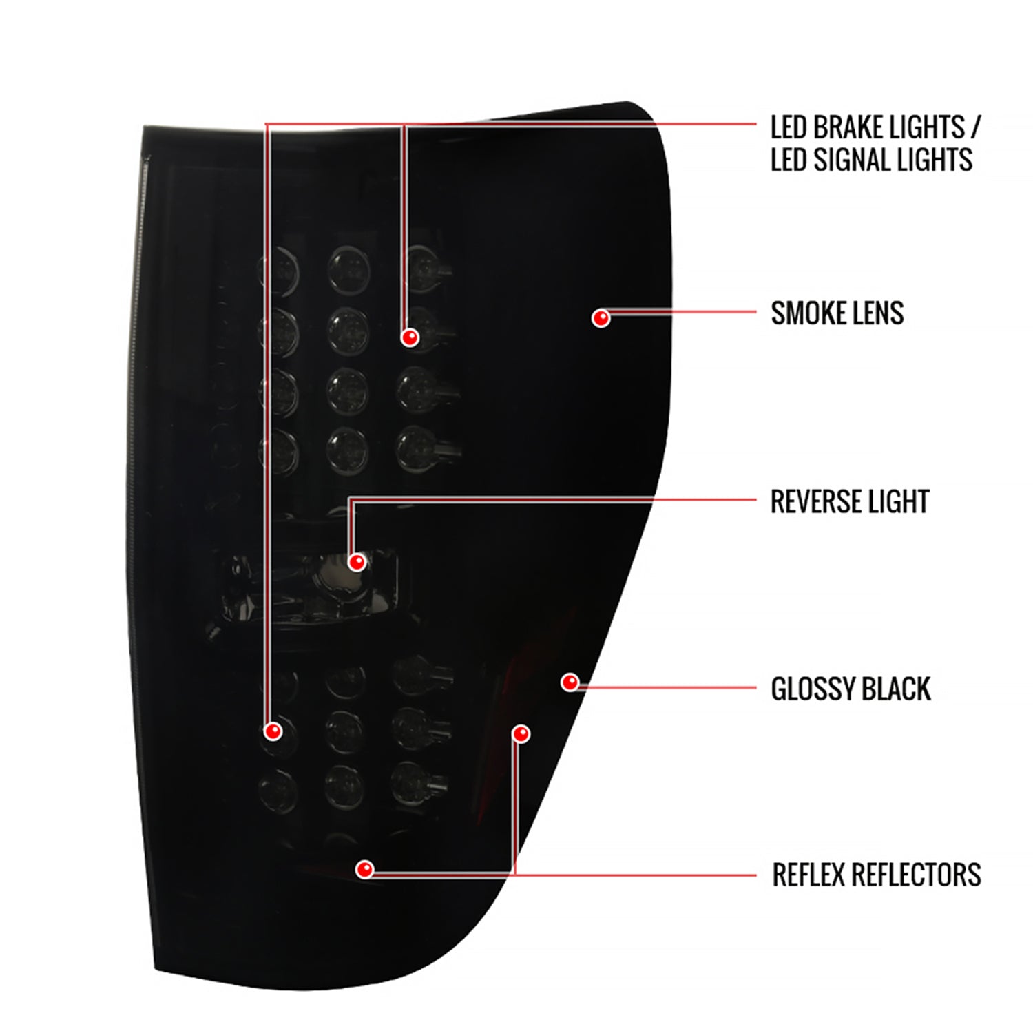 2009-2014 Ford F-150 LED Tail Lights Glossy Black Housing/Smoke Lens