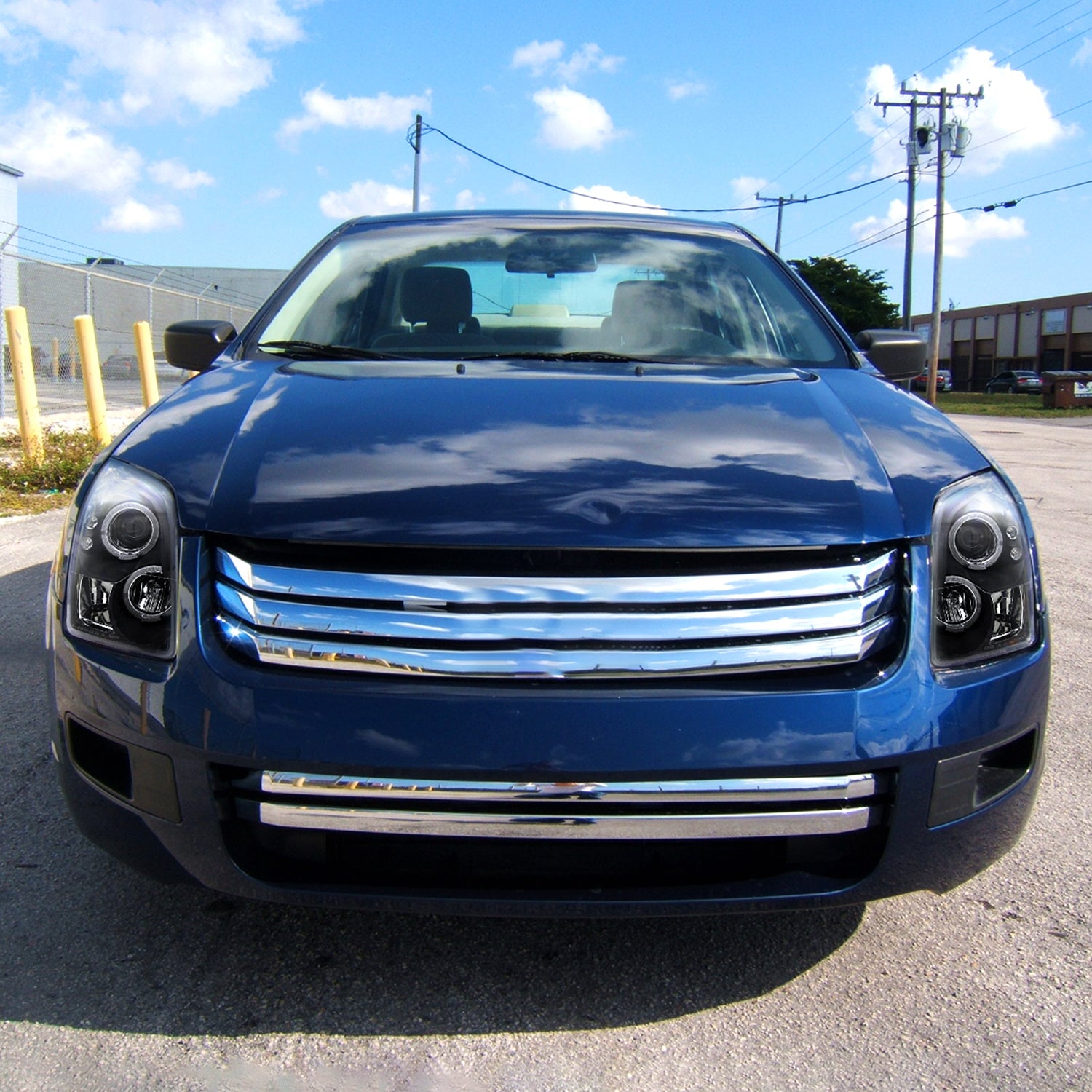 2006-2009 Ford Fusion Dual Halo Projector Headlights Matte Black/Clear Lens