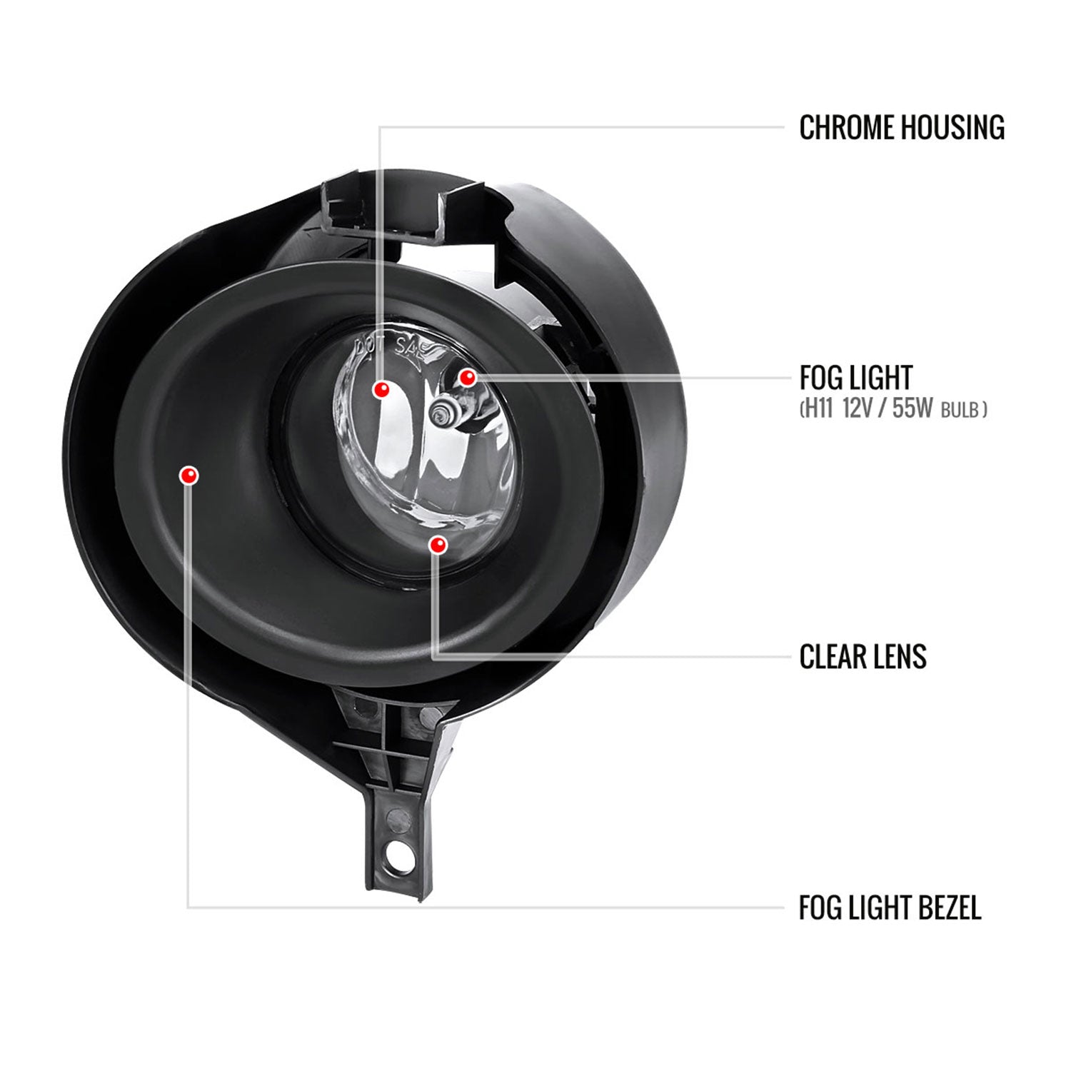 2005-2019 Nissan Frontier H11 Fog Lights Kit Switch & Wiring Harness Chrome