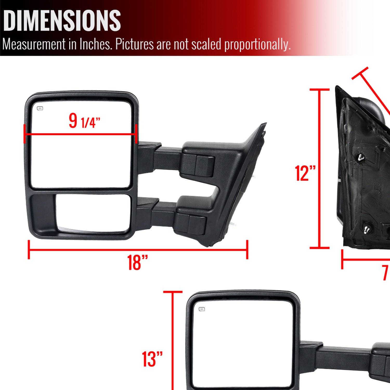 1999-2015 Ford F-250/350/450/550 Heated Towing Mirrors Smoke & Turn Signal