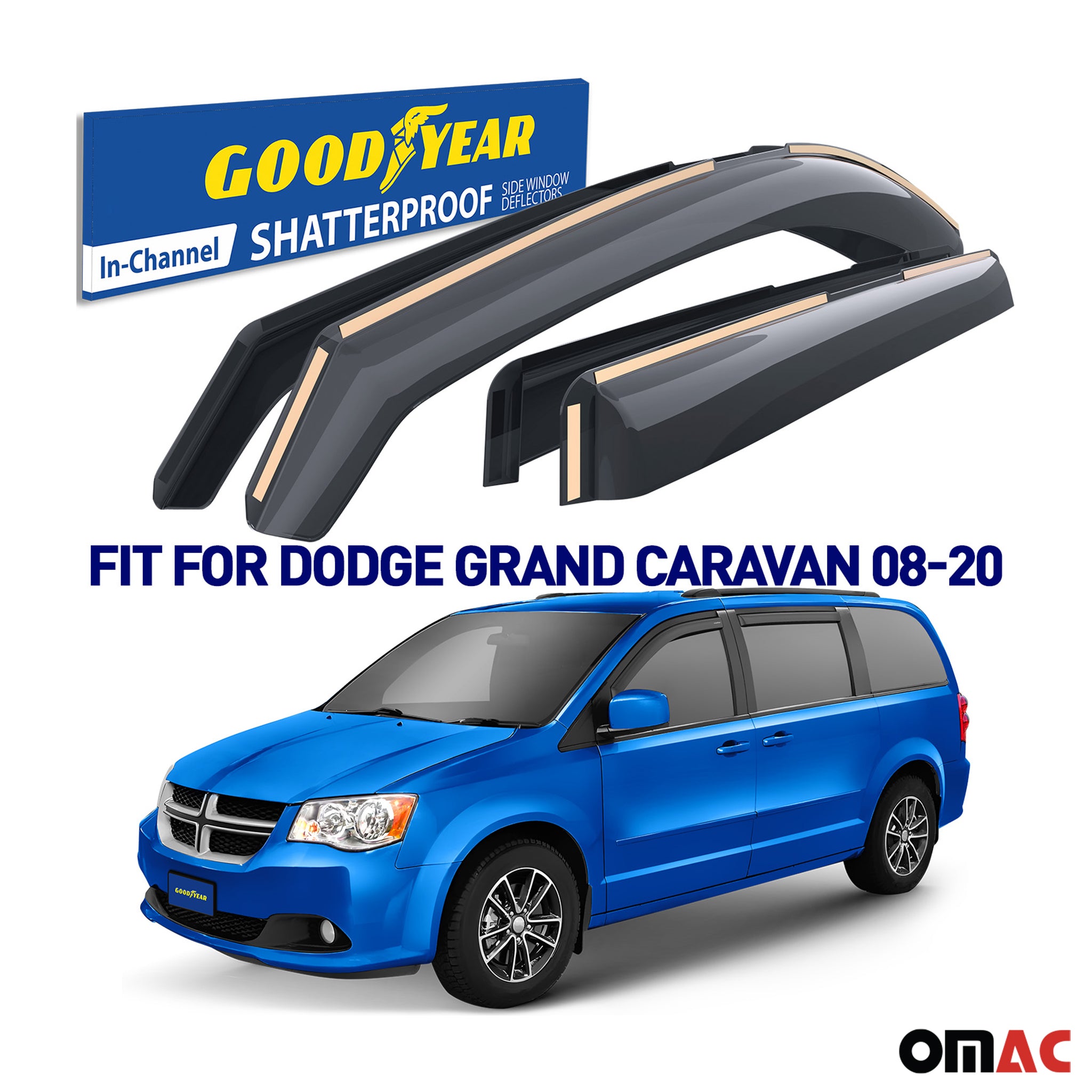 Goodyear Wind Deflectors for Chrysler Town and Country 2008-2016 Shatterproof 4x