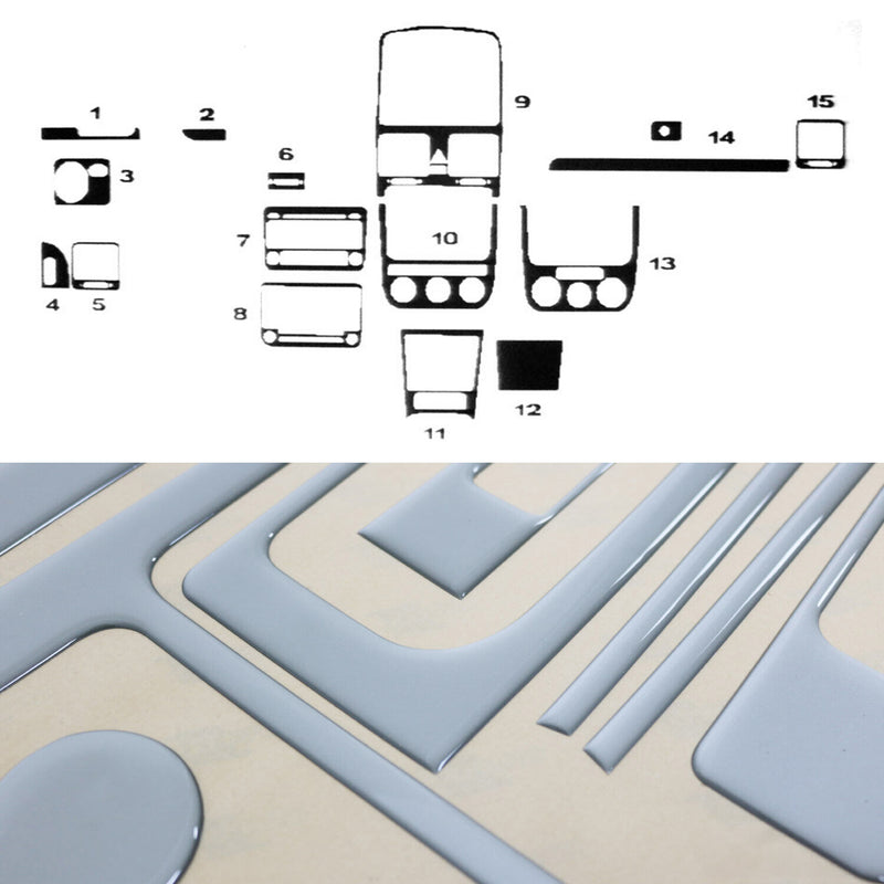 2006-2010 VW Jetta A5 Aluminium Look Dashboard Console Trim Kit 15 Pcs