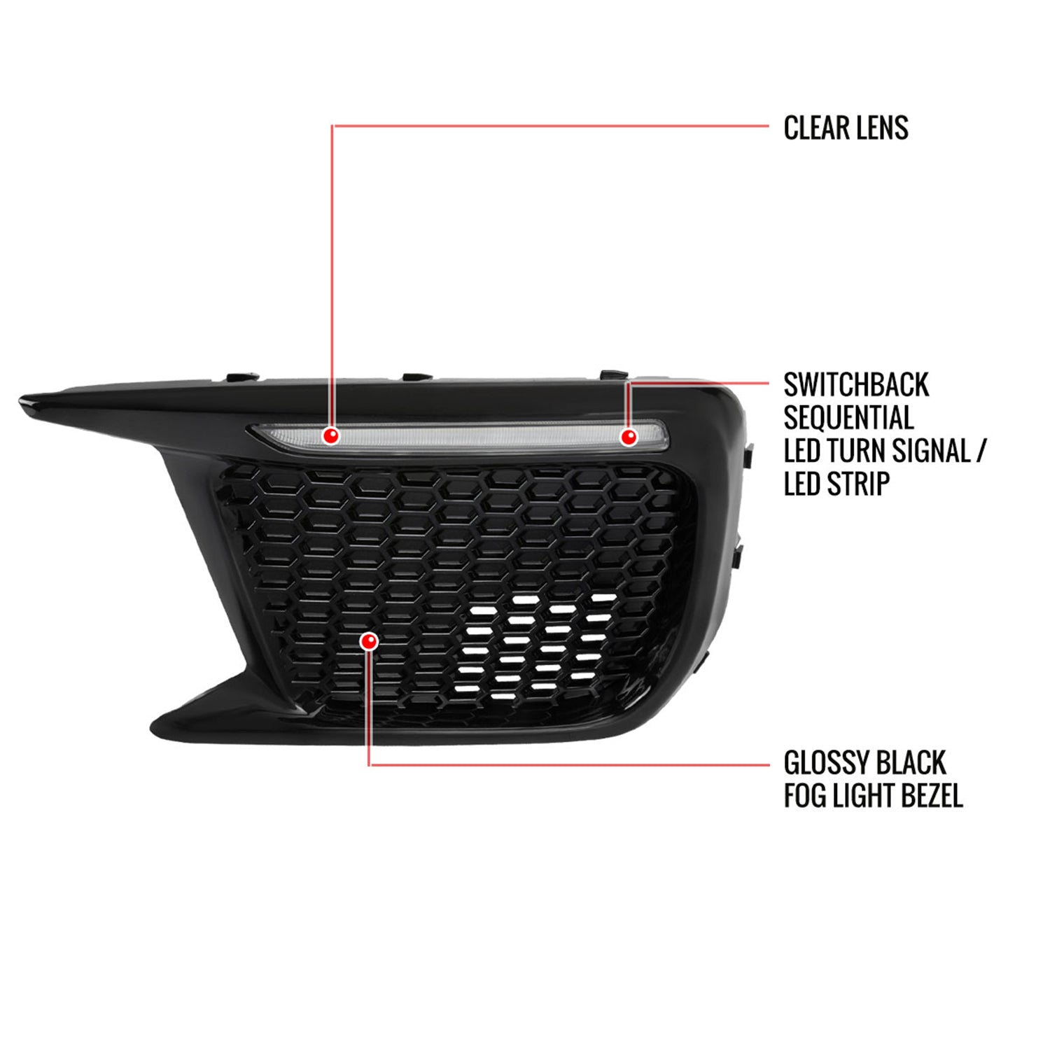 2018-2021 Subaru Impreza WRX STI LED Switchback Fog Light Mesh Glossy Black