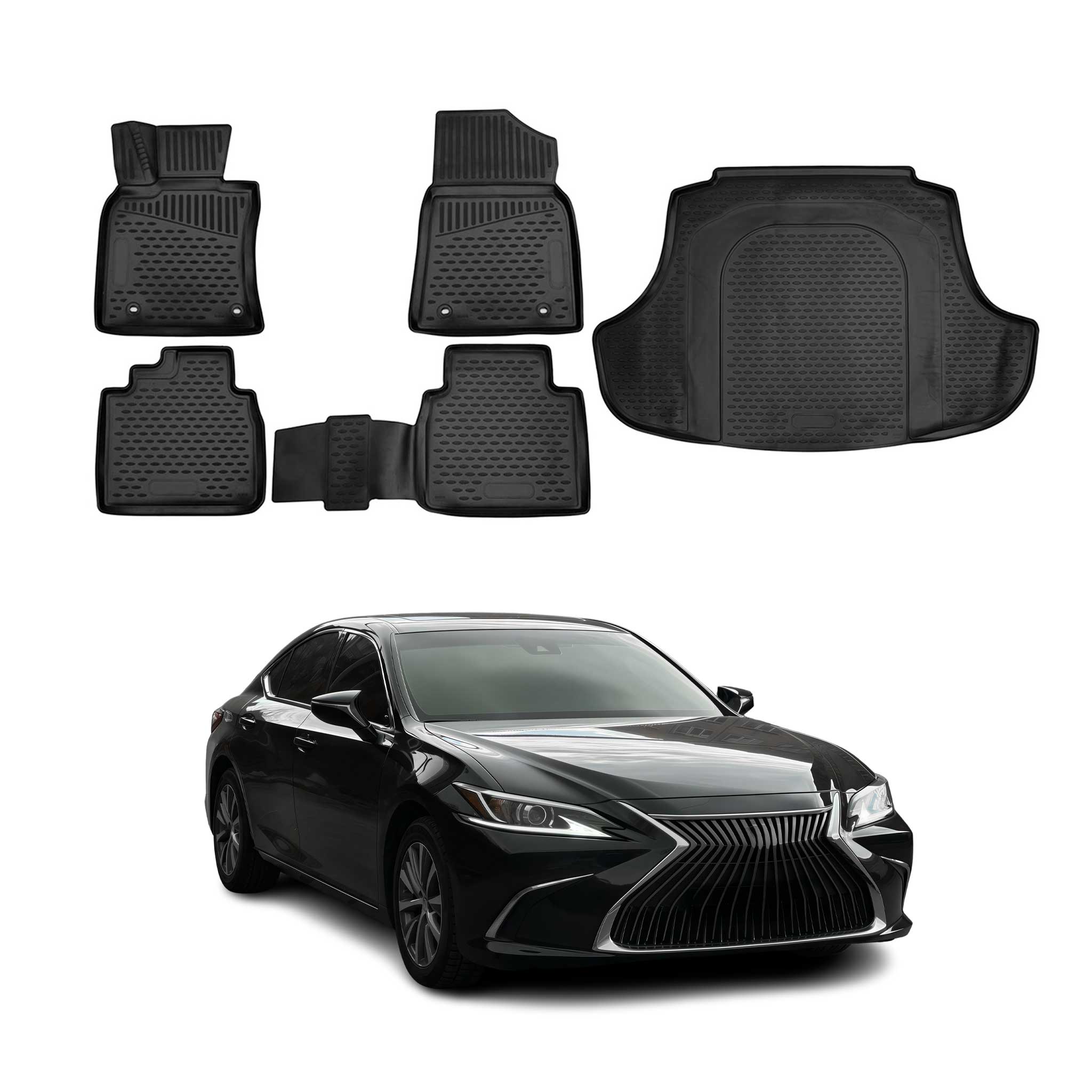 2019-2025 Lexus ES 350 Floor Mats & Cargo Liner Full Set All Weather Black