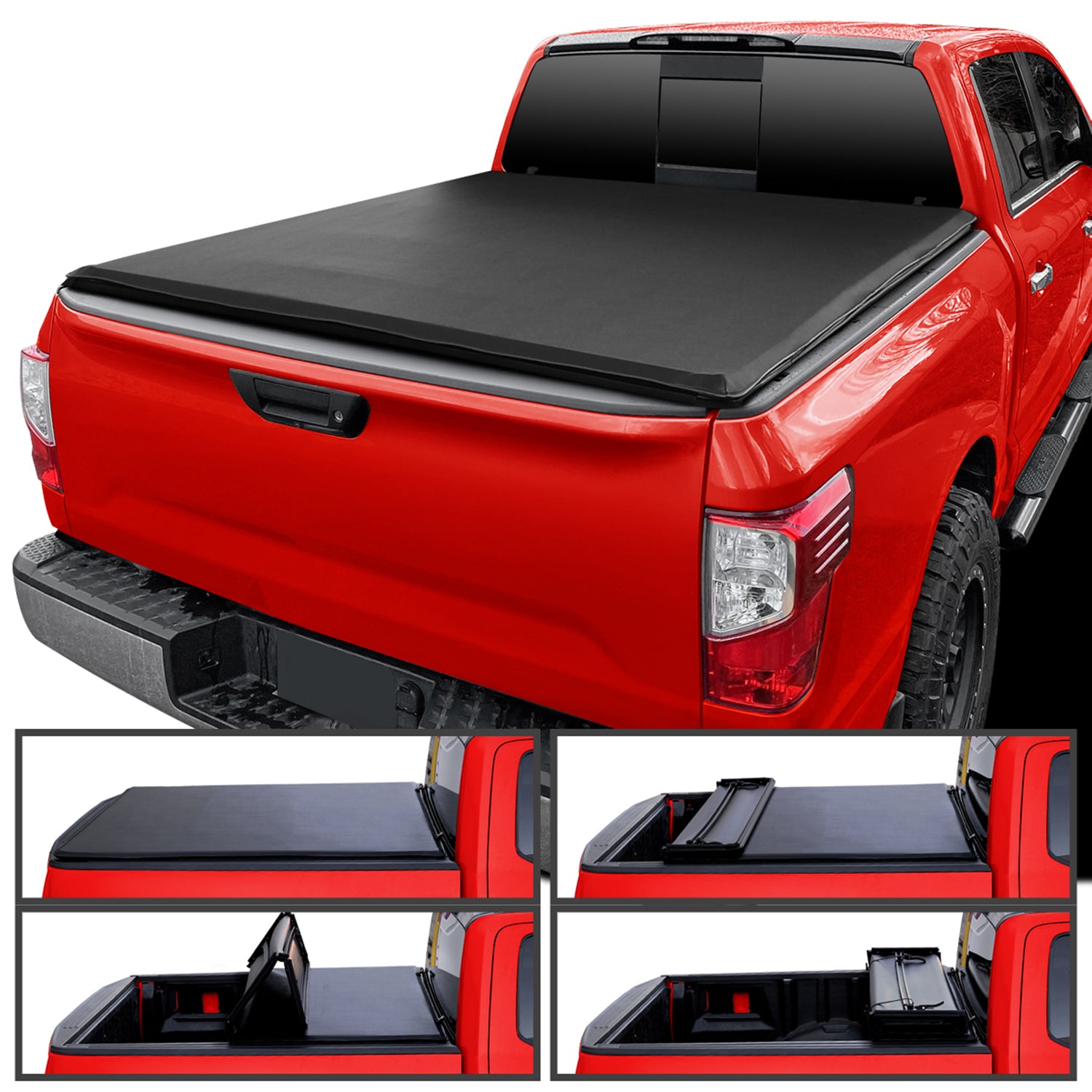 2017-2024 Nissan Titan 5'7" Truck Short Bed Soft Quad-Fold Tonneau Cover
