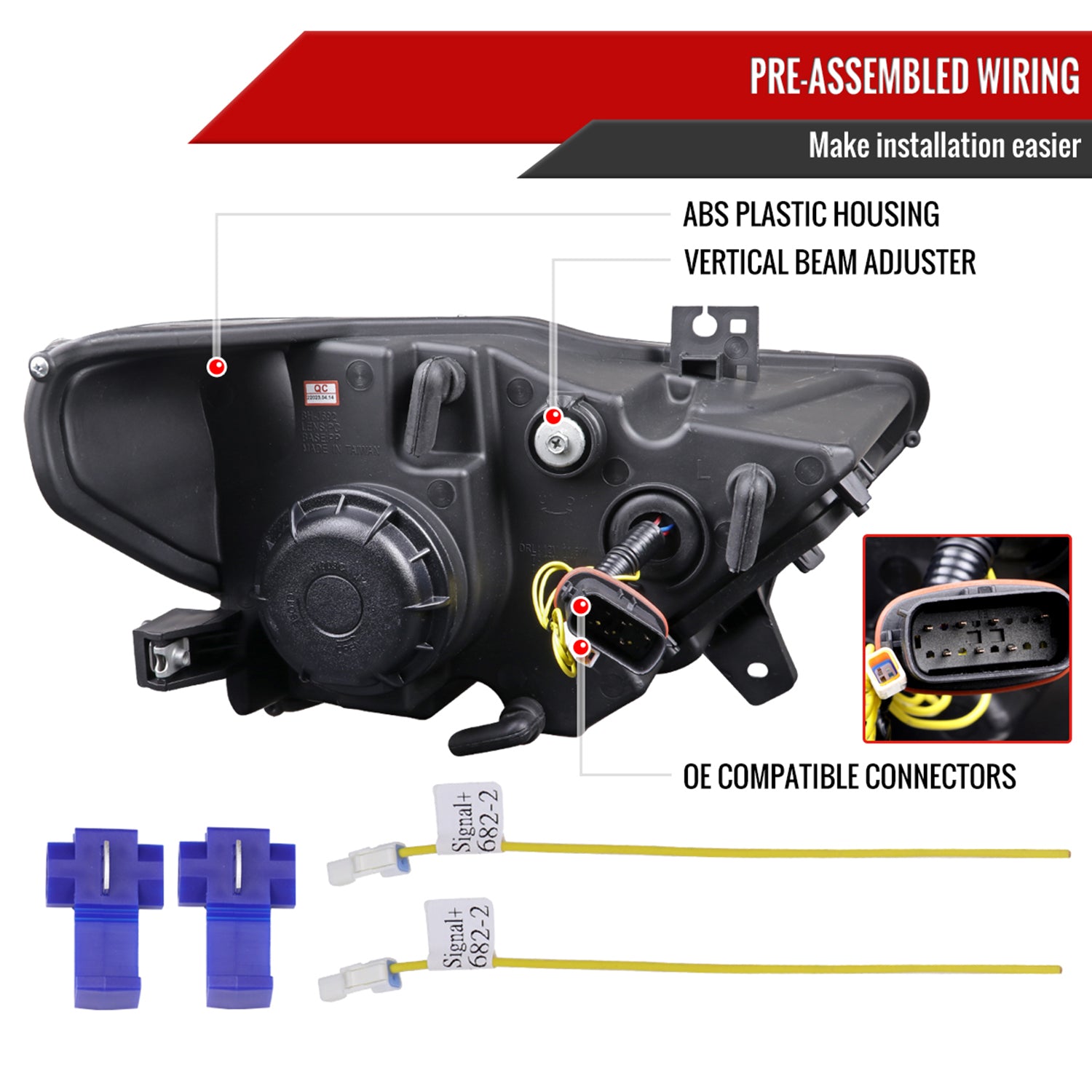 2015-2017 Ford Mustang HID-Type LED Turn Signal Projector Headlights Smoke