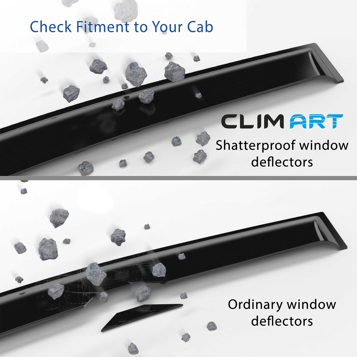 Clim Art Wind Deflectors for Hyundai Santa Fe 2019-2023 Tape-On Dark Smoke 6Pcs