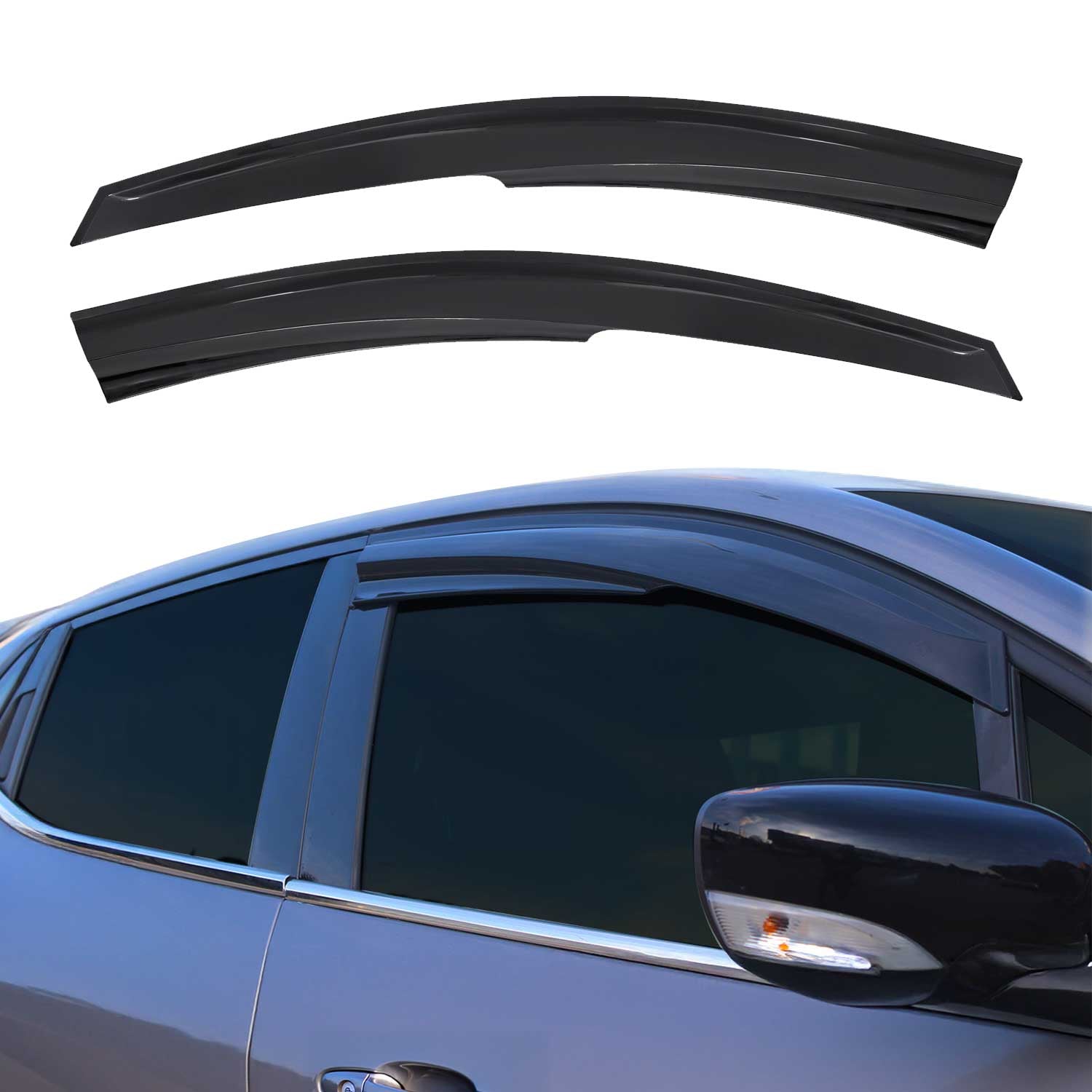 2006-2011 Hyundai Accent Sedan Window Visor Vent Rain Deflector 2Pcs Smoke