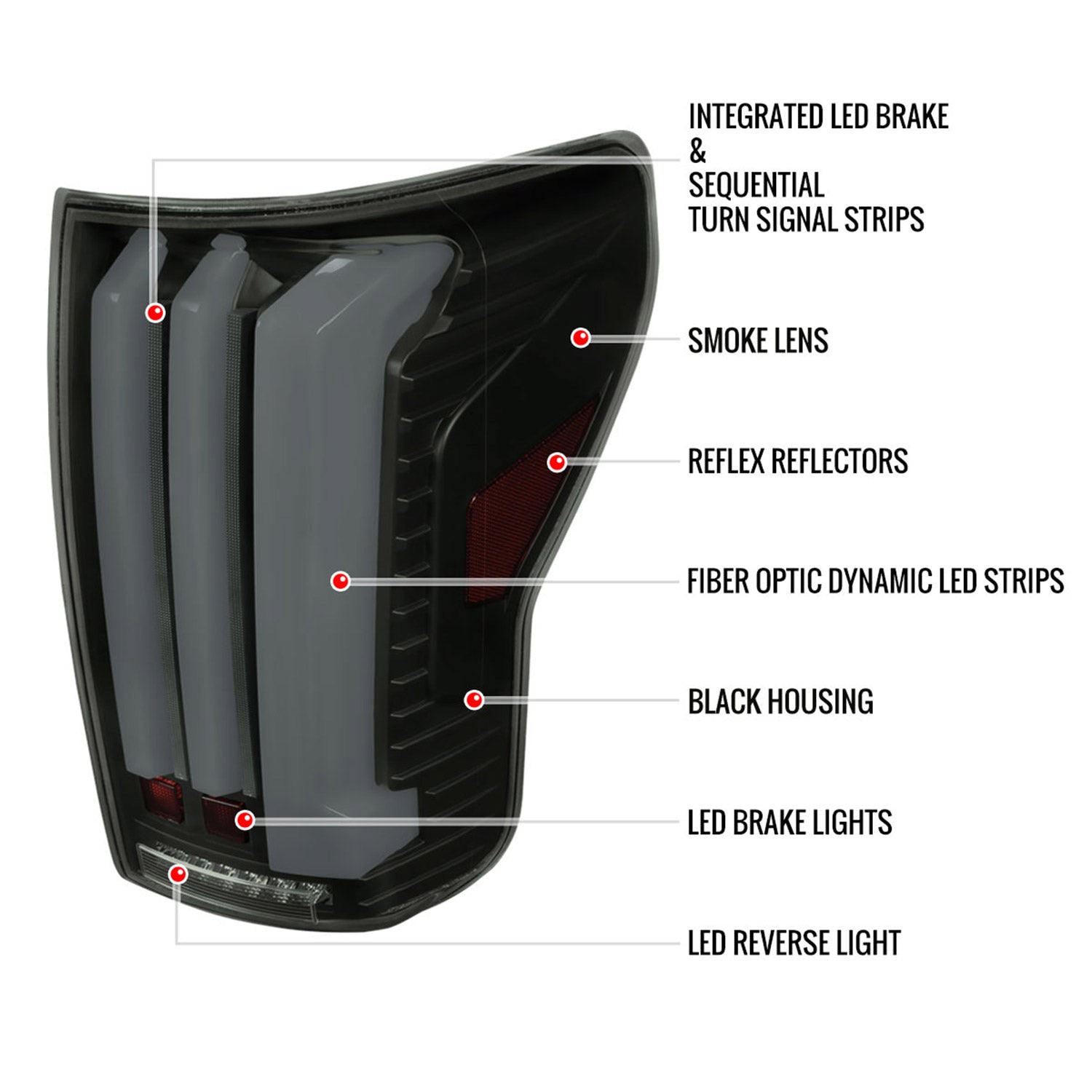 2007-2013 Toyota Tundra Sequential White LED Bar Tail Lights Matte Black/Smoke