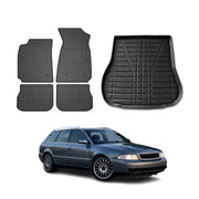 1998-2004 Audi A4 A4 Quattro Wagon Floor Mats & Cargo Liner Full Set All Weather Black