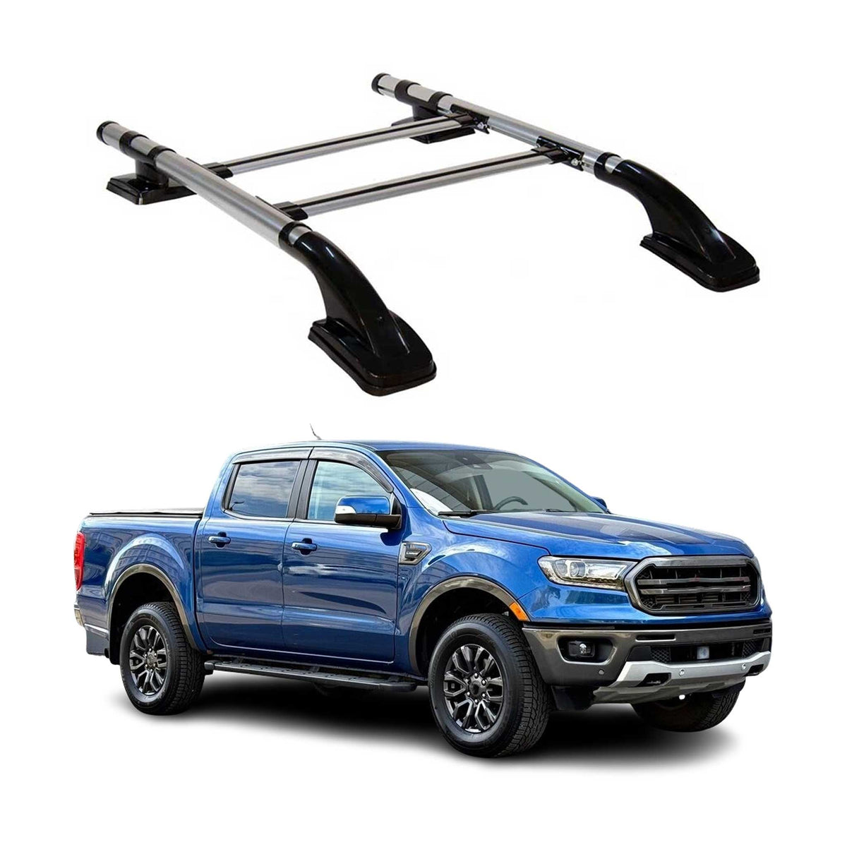 Ford Ranger Elevate Rails 2019-2023 Ford Ranger Double Cab Roof Rack Rails Side Rails Silver ...