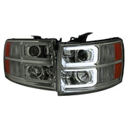 2007-2013 Chevy Silverado 1500 2500HD 3500HD Dual LED C-Bar Headlights Smoke