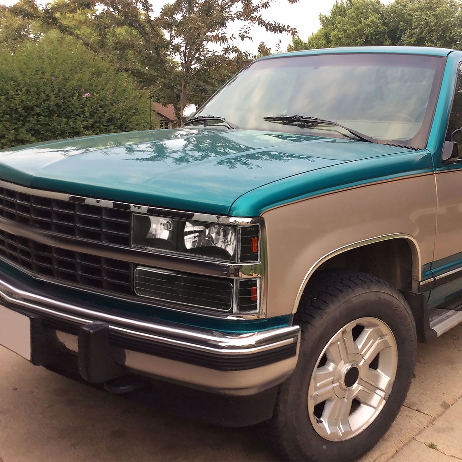 1988-1993 Chevy C/K Blazer/Tahoe/Silverado/Yukon Headlights Lights Set Black