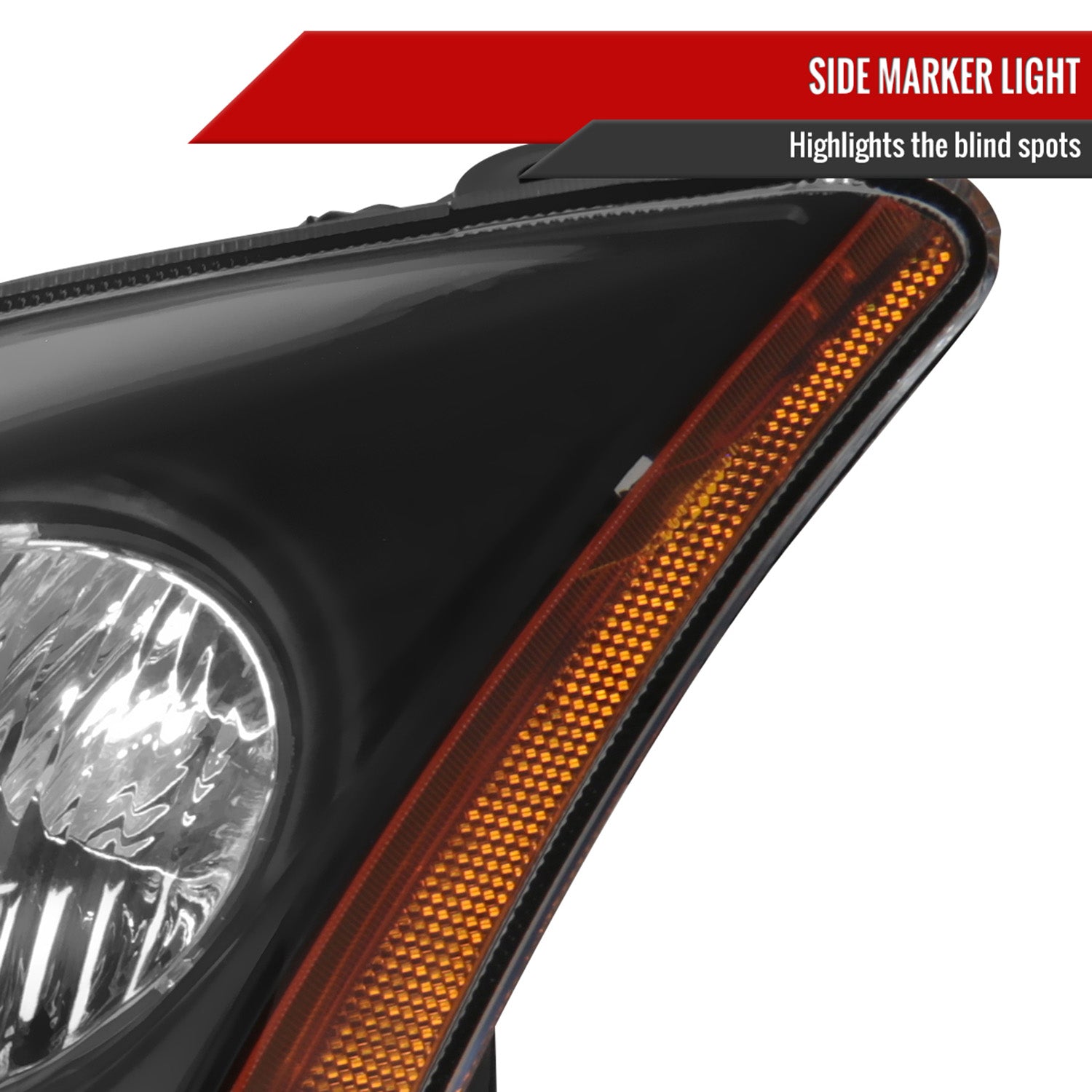 2007-2009 Nissan Sentra Factory Headlights w/Amber Reflector Matt Black/Clear