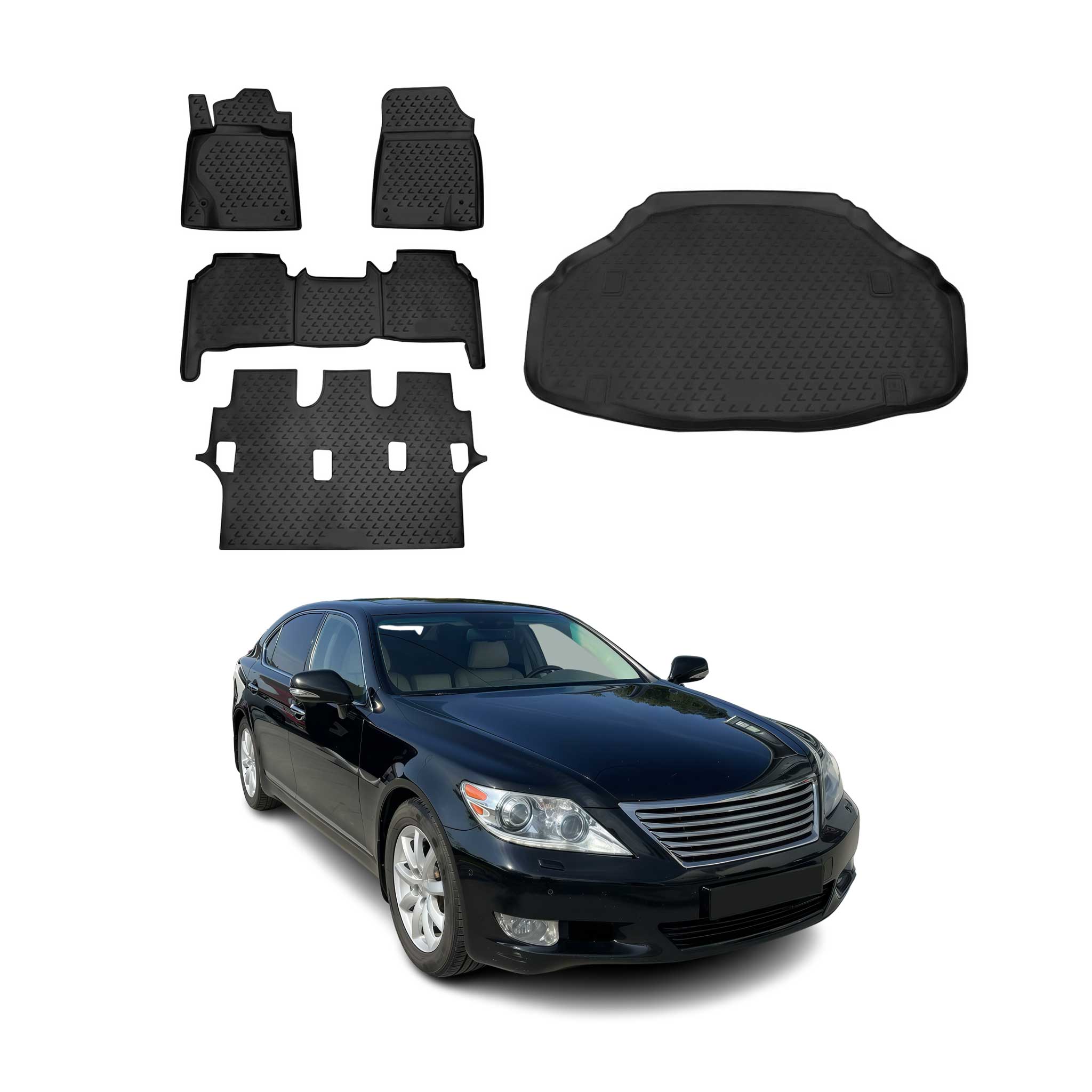 2013-2017 Lexus LS460 Floor Mats & Cargo Liner Full Set All Weather Black