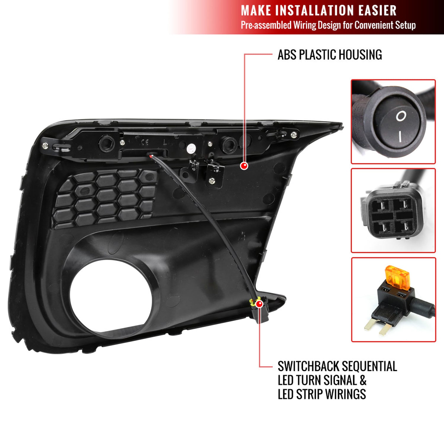 2018-2021 Subaru Impreza WRX STI LED Signal Fog Light Bezels Glossy Black