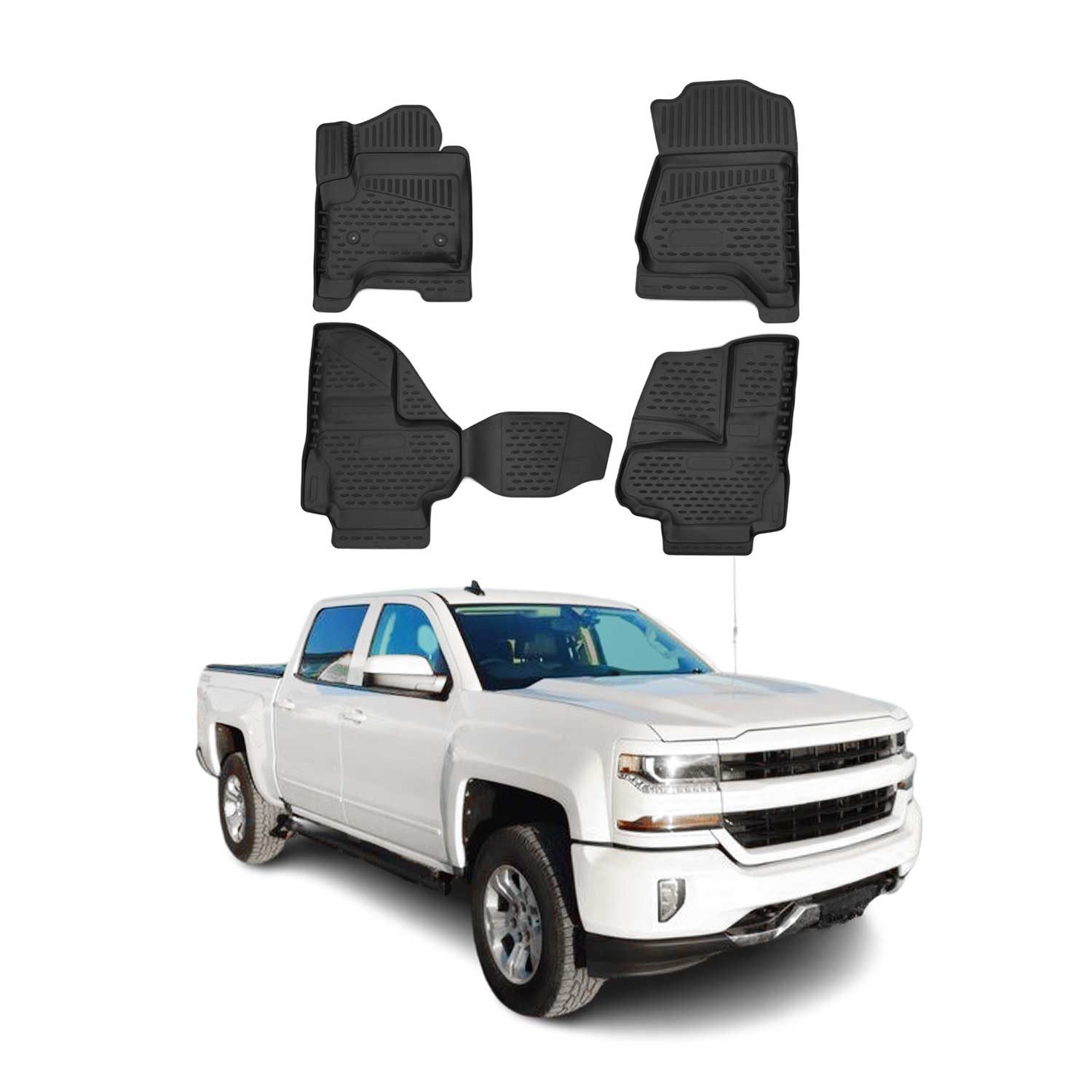 2014-2019 Chevrolet Silverado 1500 2500 3500 HD Floor Mats Liners Full Set All Weather
