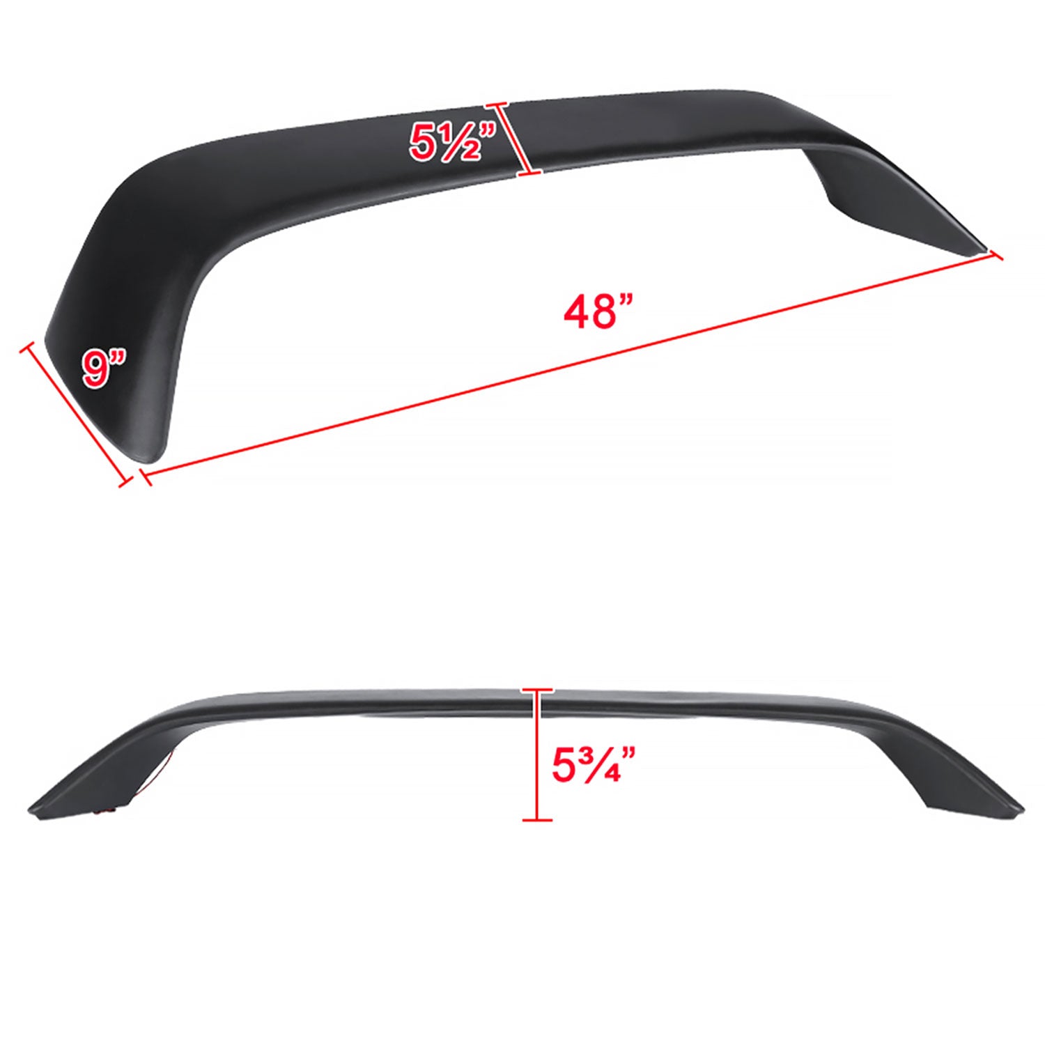 1996-2000 Honda Civic Coupe Matt Black Rear Spoiler Wing LED 3rd Brake Light