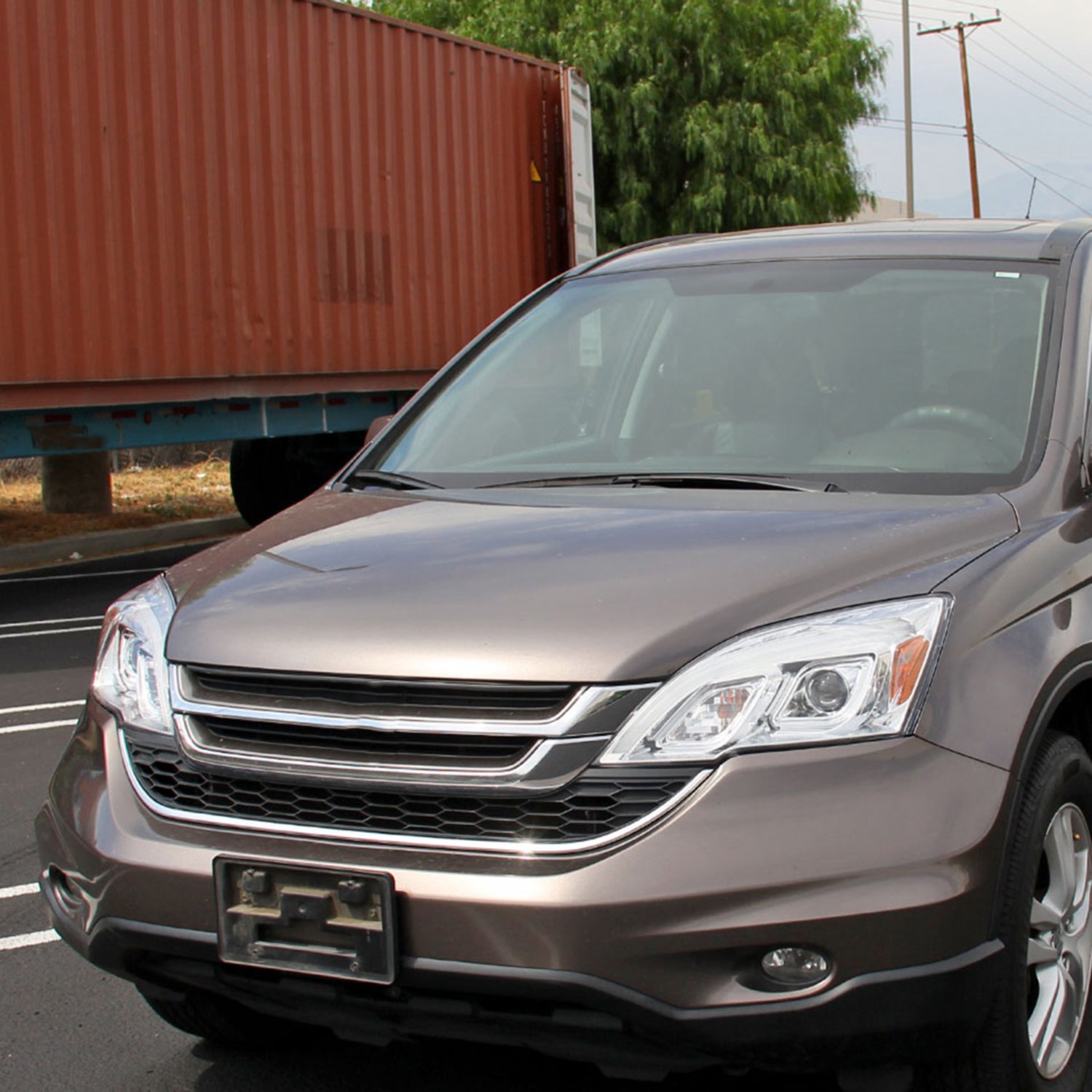 2007-2011 Honda CRV LED Bar Projector Headlights Chrome Housing/Clear Lens