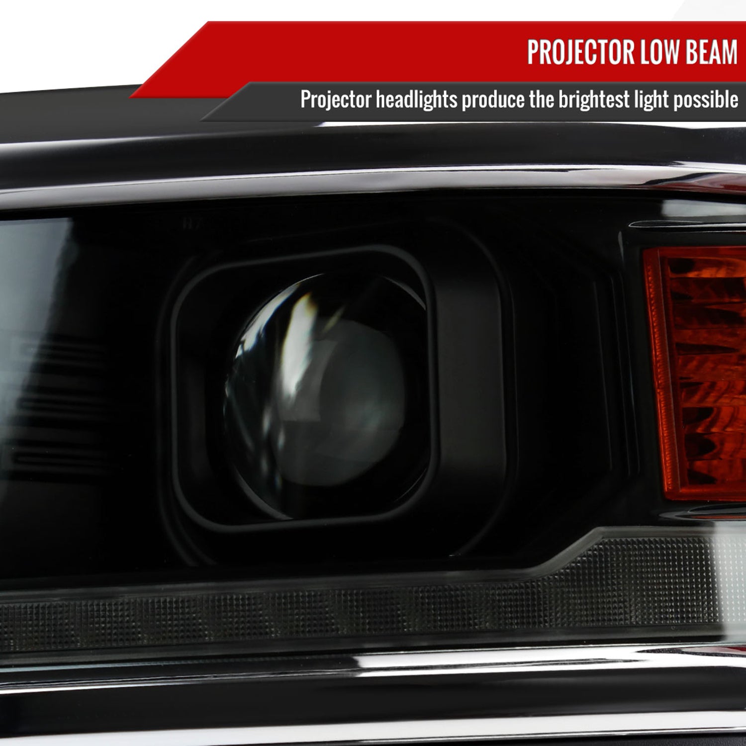 2014-2015 Chevy Silverado 1500 LED Bar Projector Headlights Smoke/Chrome Trim