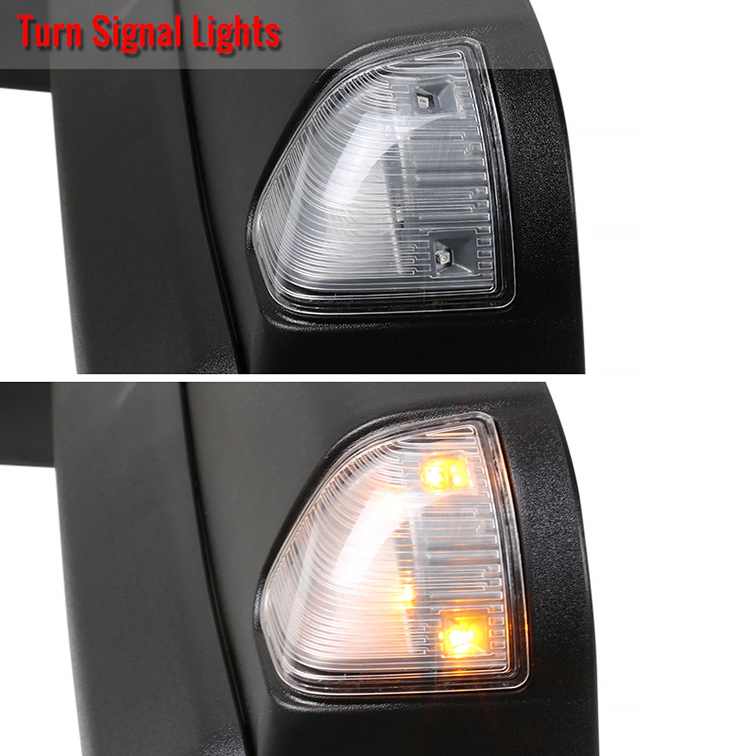 2009-2012 Dodge RAM 1500 Foldable Heated & Manual Towing Side Mirrors Clear