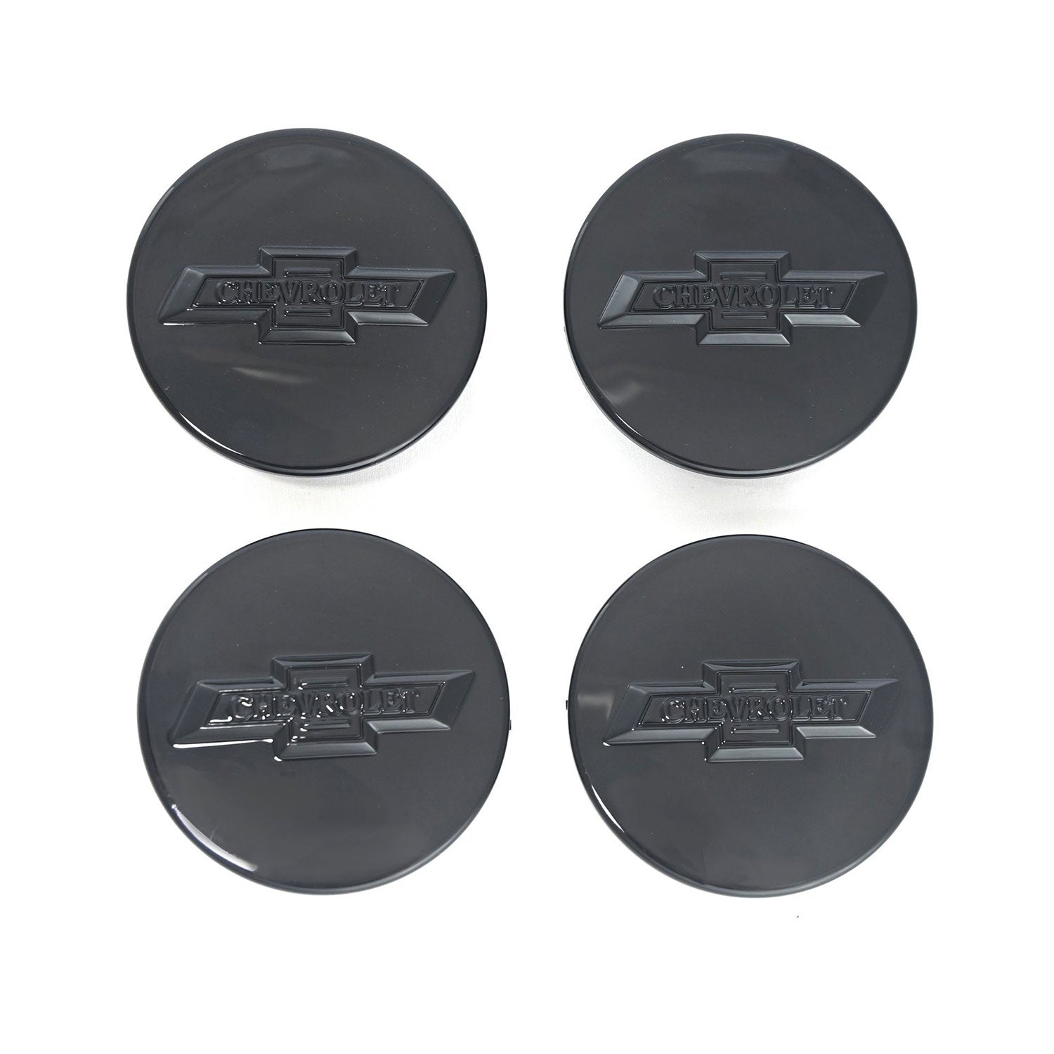 2013-2024 Chevrolet Malibu Licensed Wheel Cap Emblem Set Gloss Black 4Pcs ABS Plastic