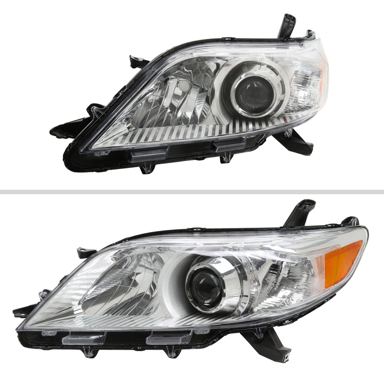 2011-2020 Toyota Sienna Projector Headlights Chrome Housing/Clear Lens