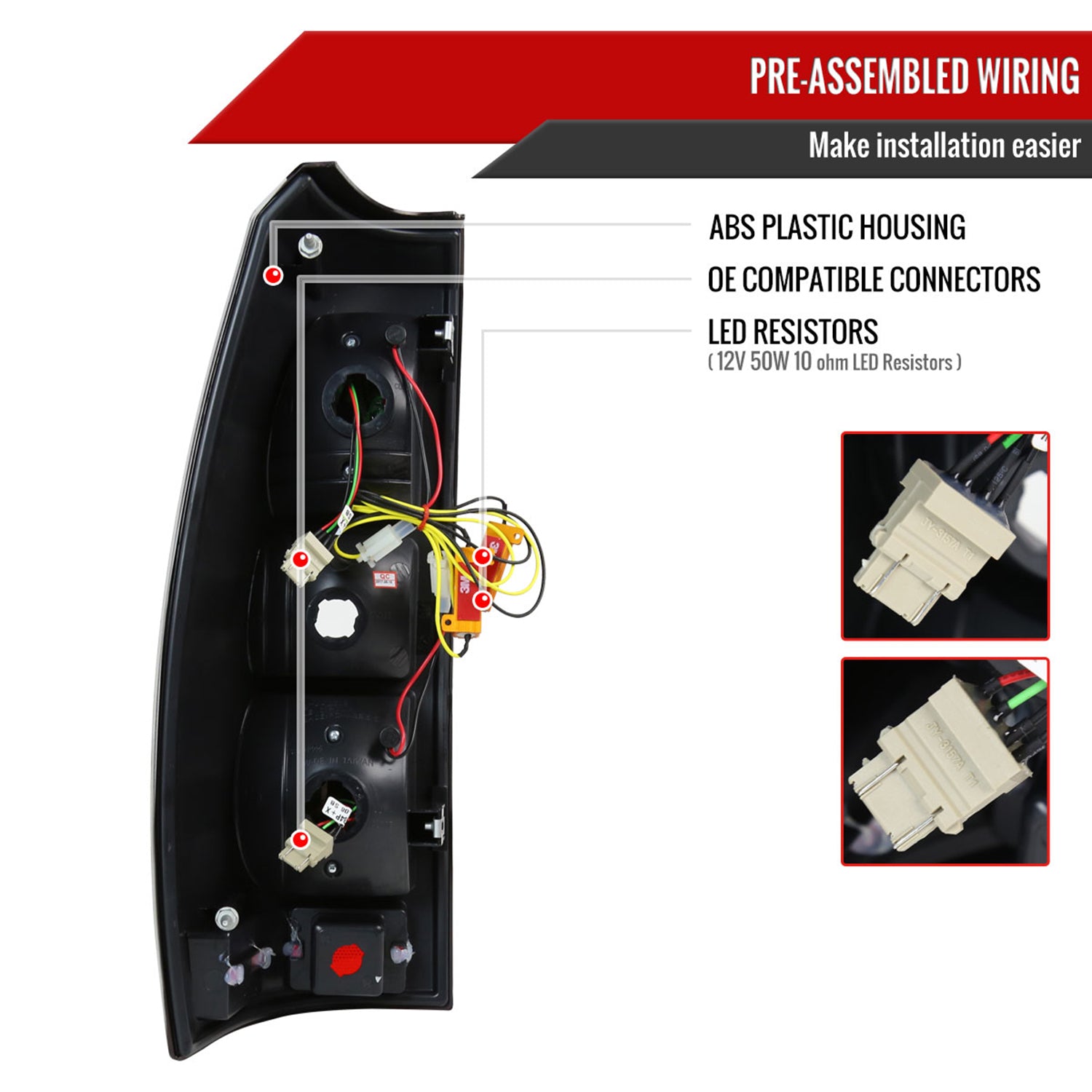 2007-2012 Chevy Avalanche LED Tail Lights Matte Black Housing/Clear Lens