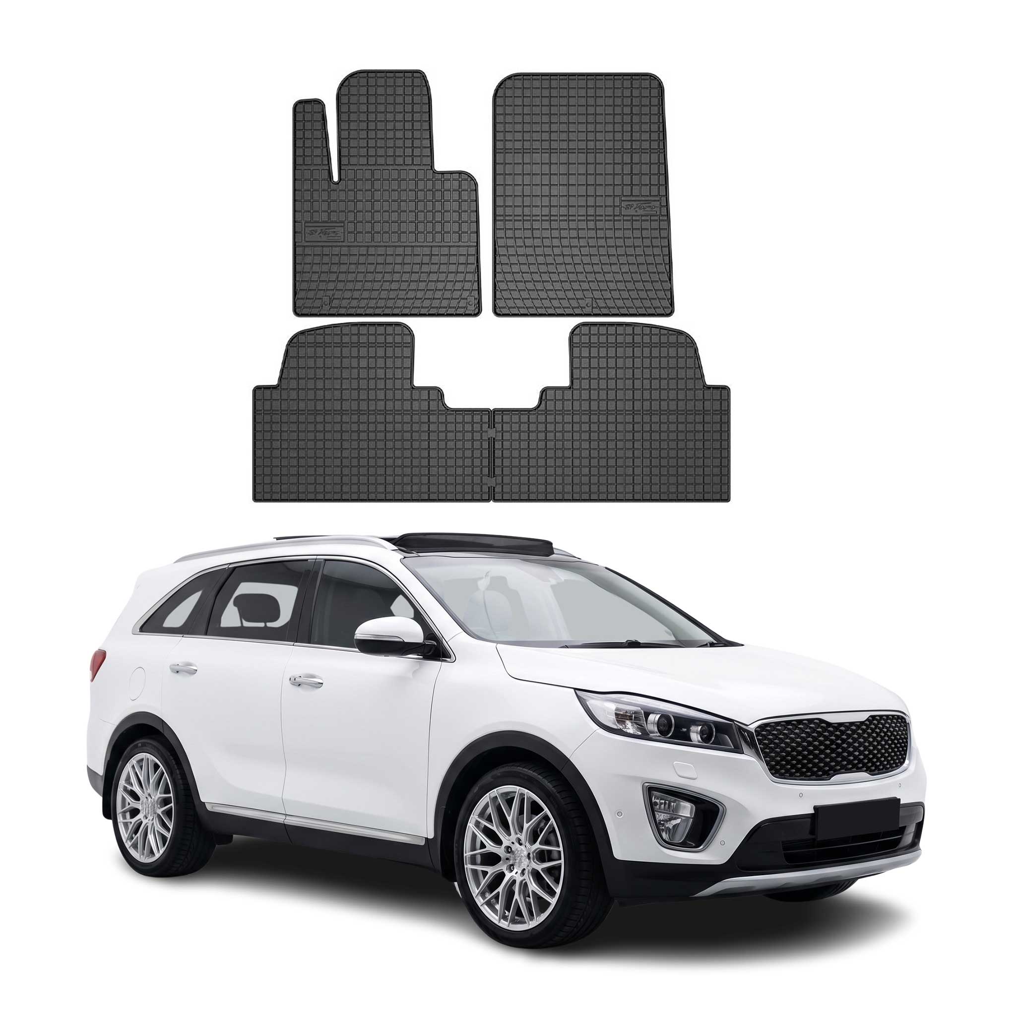 2013-2018 Hyundai Santa Fe Floor Mats Liners Full Set All Weather Rubber Black