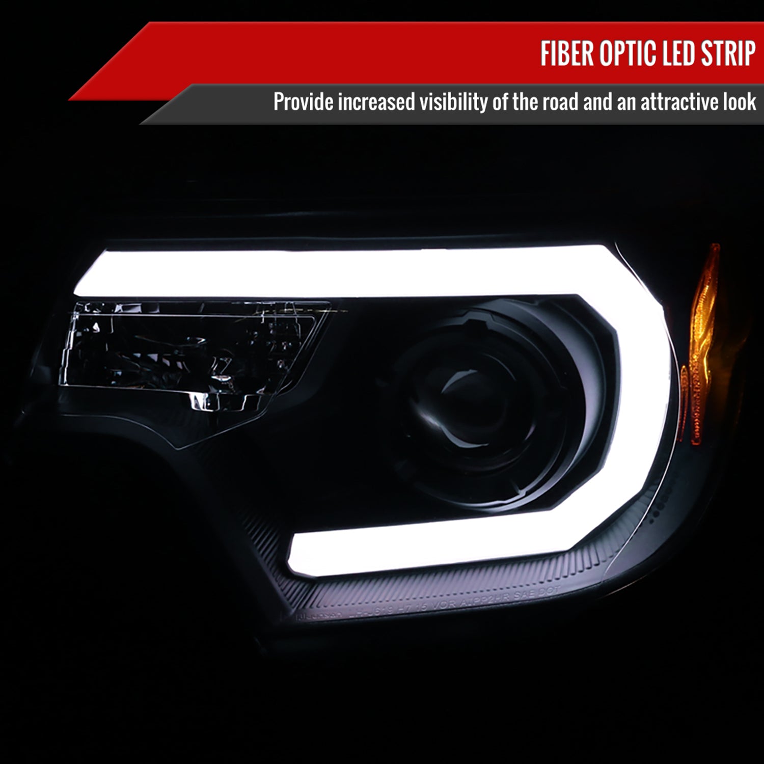 2012-2015 Toyota Tacoma LED C-Bar Projector Headlights Matte Black/Clear Lens