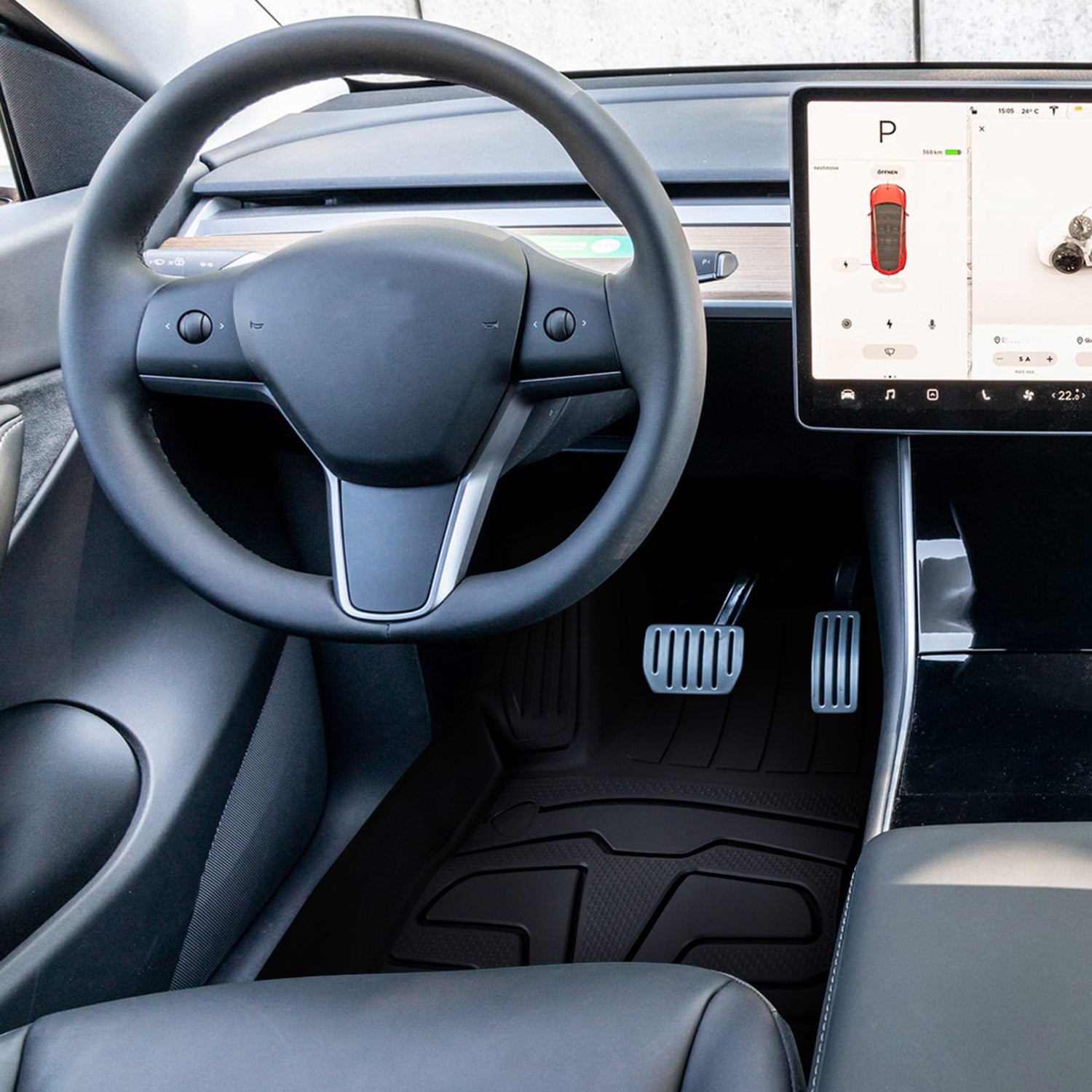 2017-2022 Tesla Model 3 Black TPE Front & Rear Floor Mats All Weather 5Pcs