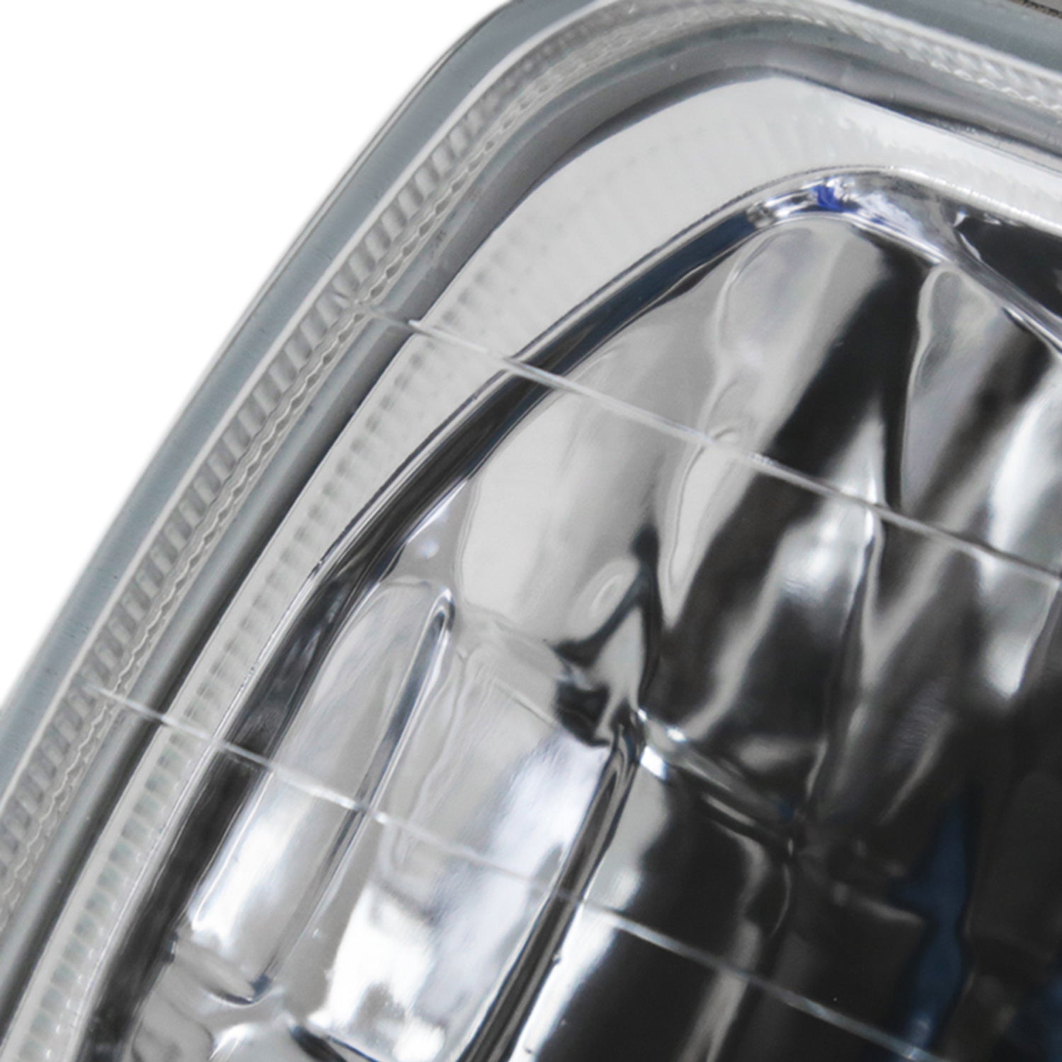 Universal 7"x6" H4 Crystal Headlights Chrome Housing/Glass Lens