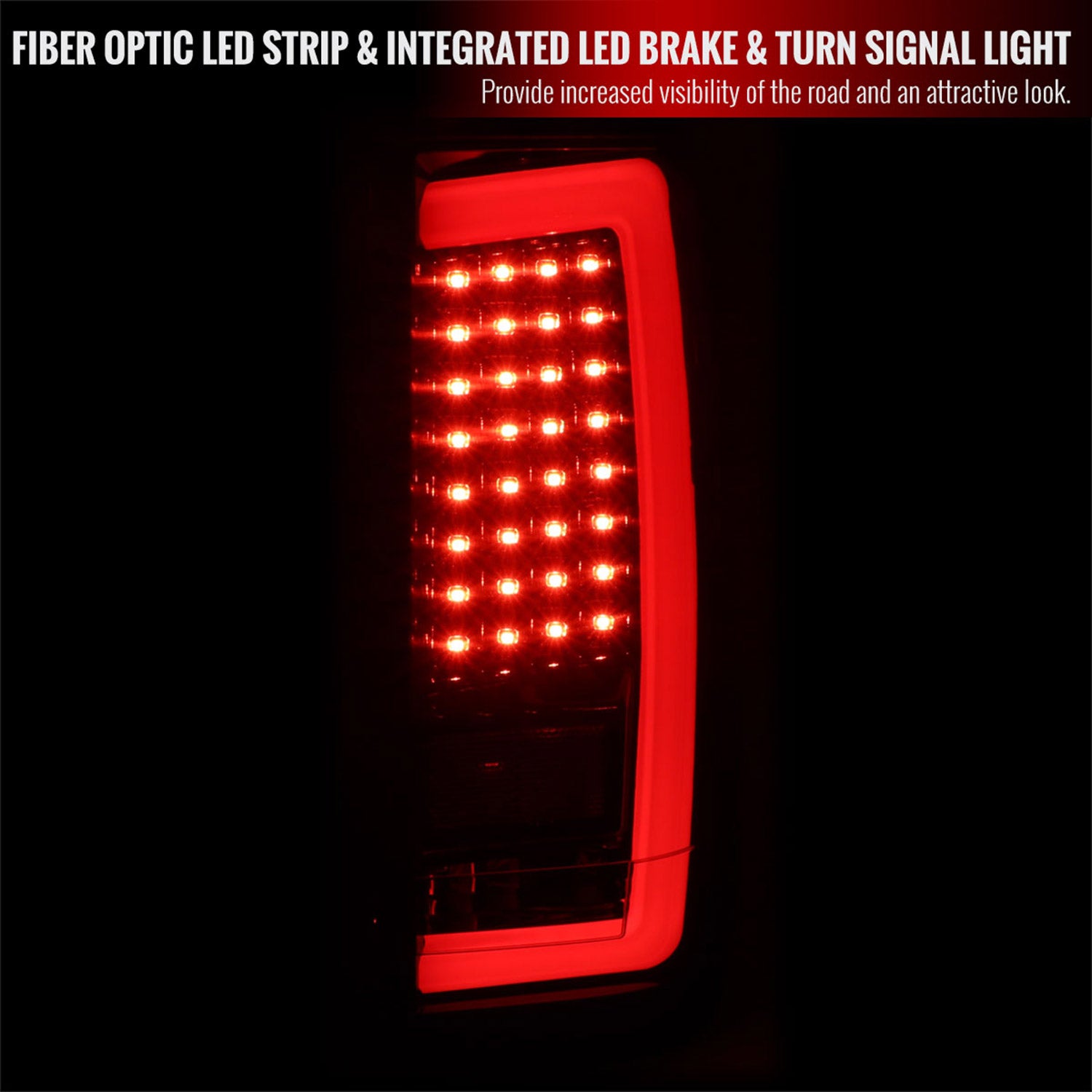 2004-2015 Nissan Titan LED Tail Lights with White LED Tube Glossy Black/Smoke