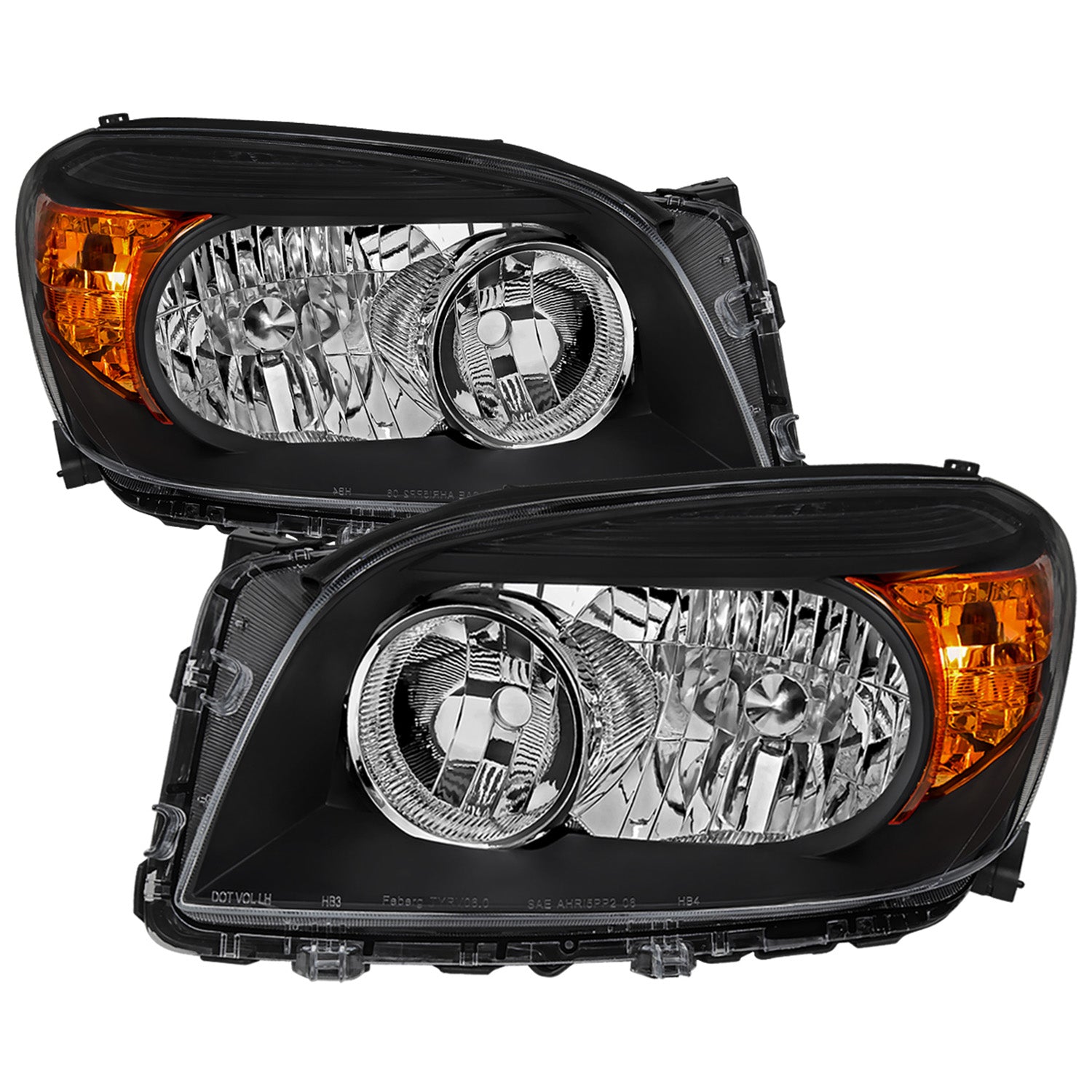 2006-2008 Toyota RAV4 Factory Style Headlights Matte Black/Clear Lens