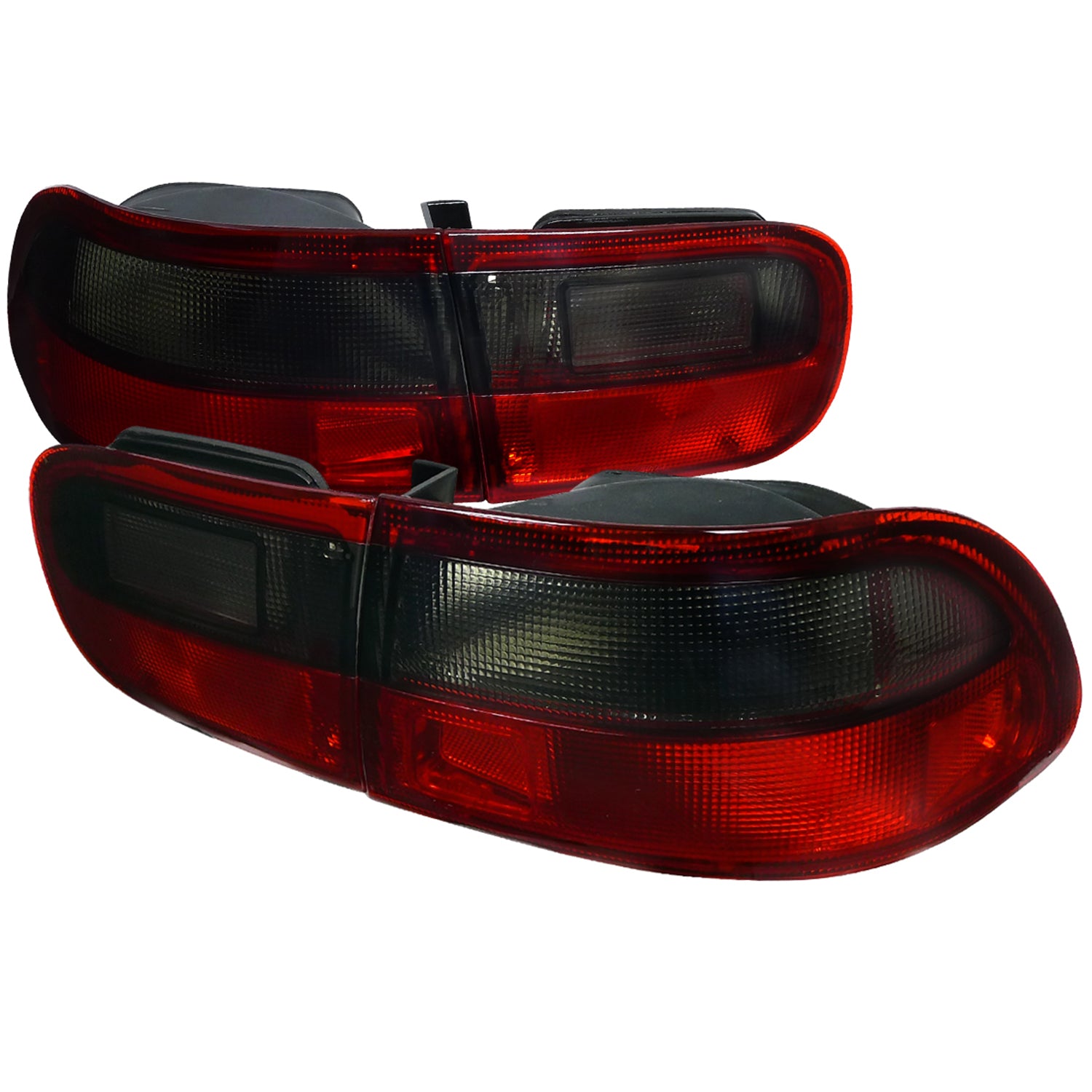 1992-1995 Honda Civic Tail Lights Chrome Housing/Red Smoke Lens