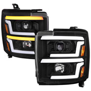 2015-2019 Chevy Silverado 2500HD/3500HD LED Projector Headlights Matte Black