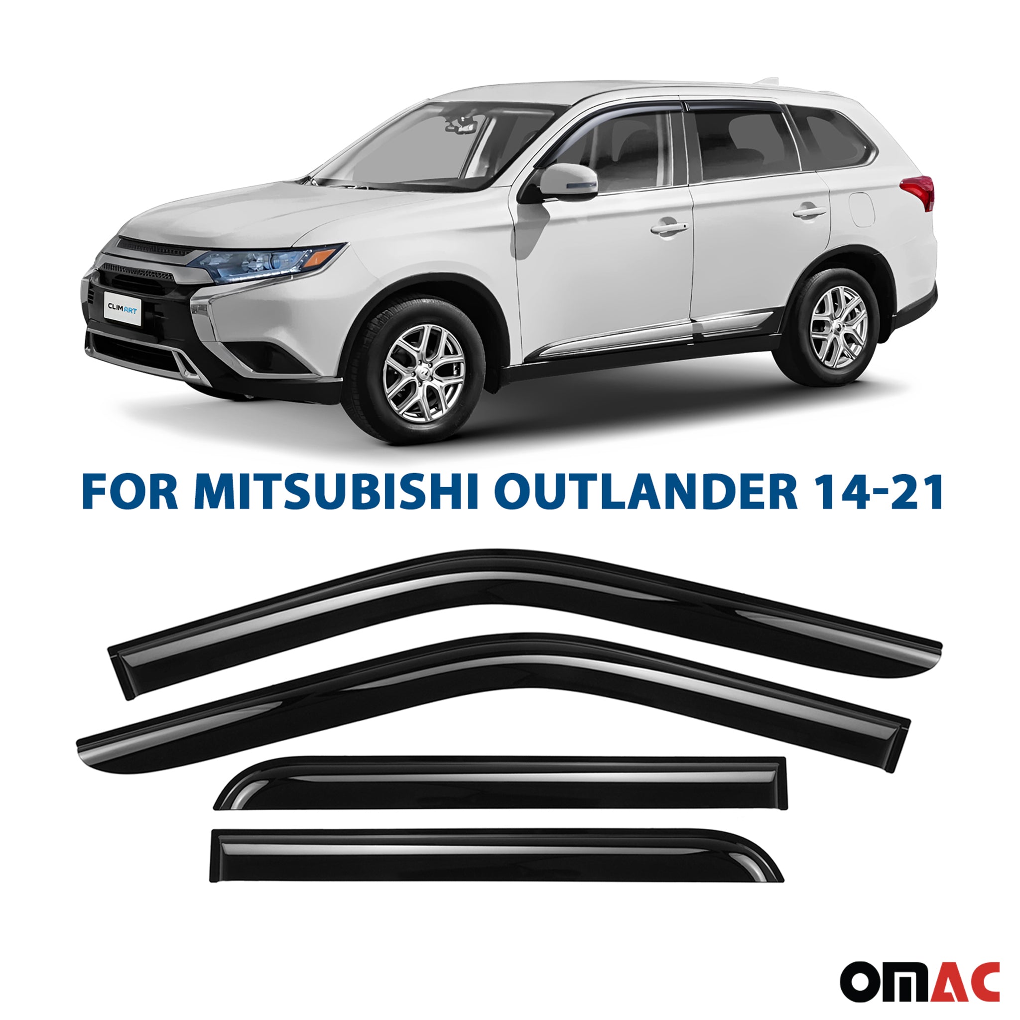 Clim Art Wind Deflectors for Mitsubishi Outlander 2014-2021 Shatterproof 4x