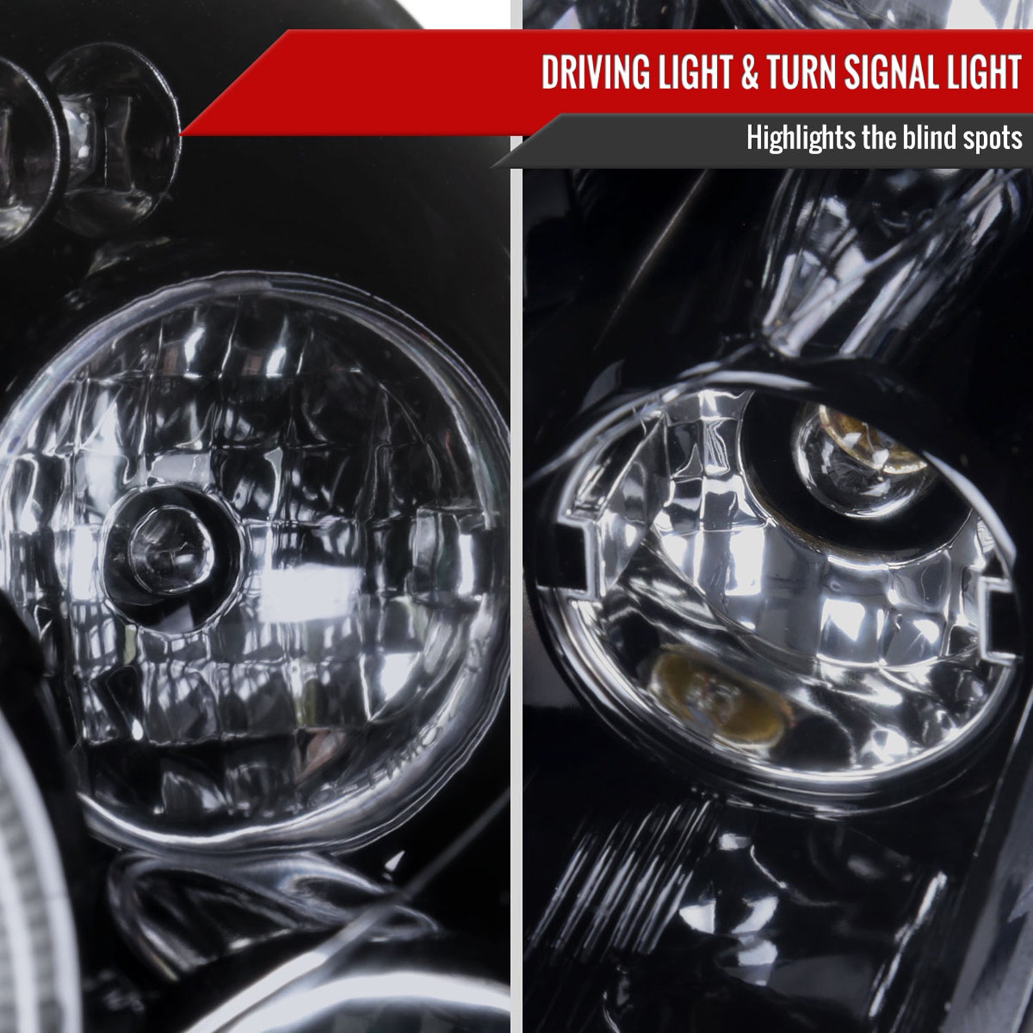 2000-2004 Ford Focus Dual Halo Projector Headlights Glossy Black/Smoke Lens