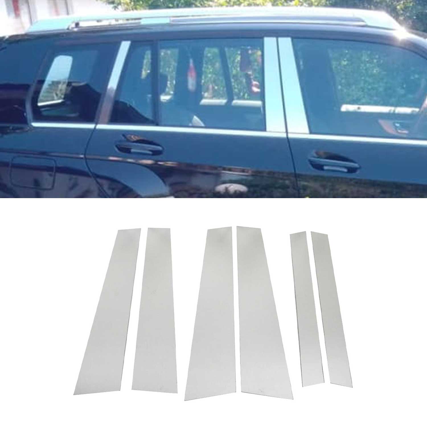 2009-2015 Mercedes GLK Class X204 Window B Pillar Posts Door Trim Stainless Steel 6x