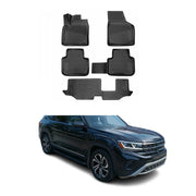 2018-2025 VW Atlas Floor Mats Liners Full Set All Weather Black