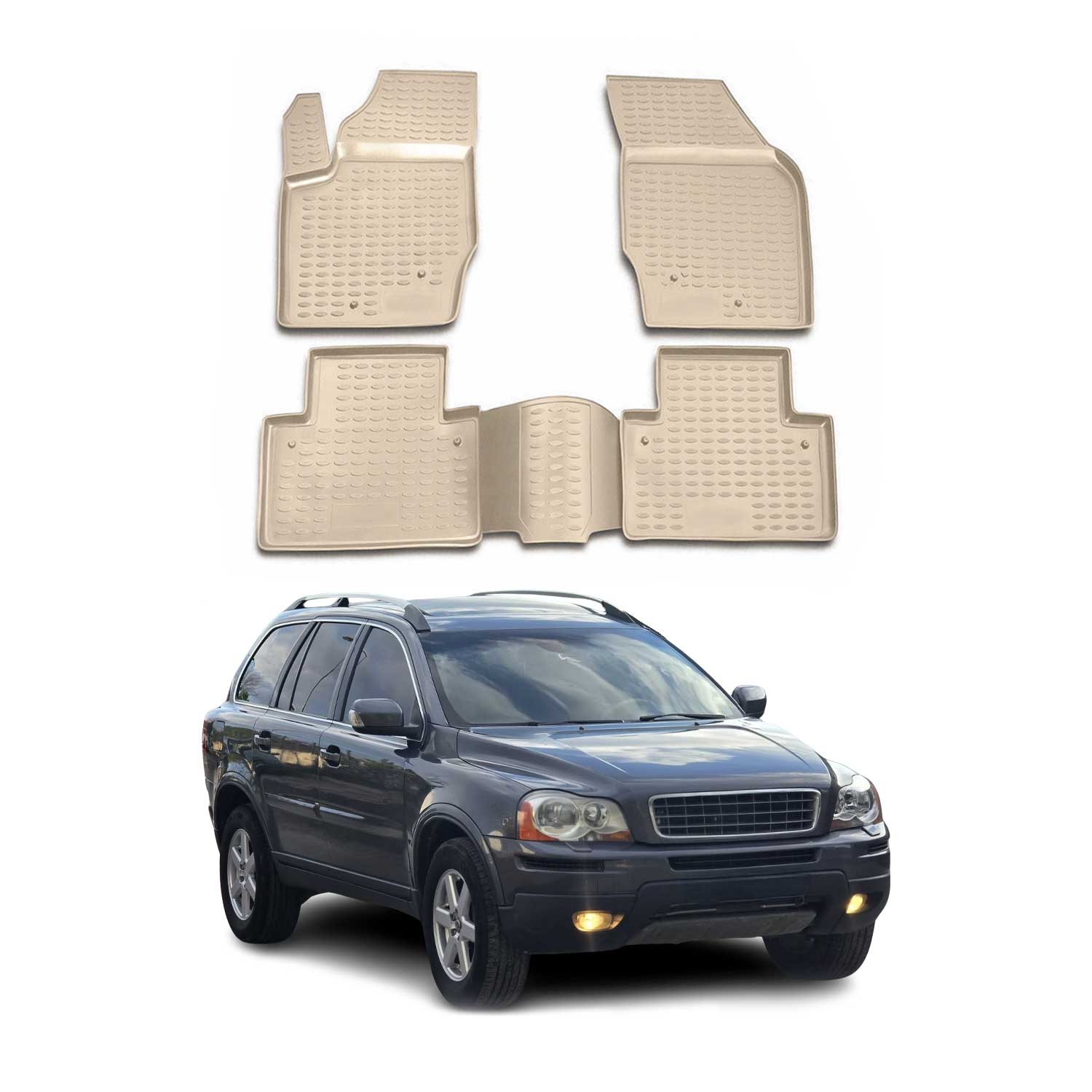 2003-2014 Volvo XC90 Floor Mats Liners Full Set All Weather 5 Seats Beige