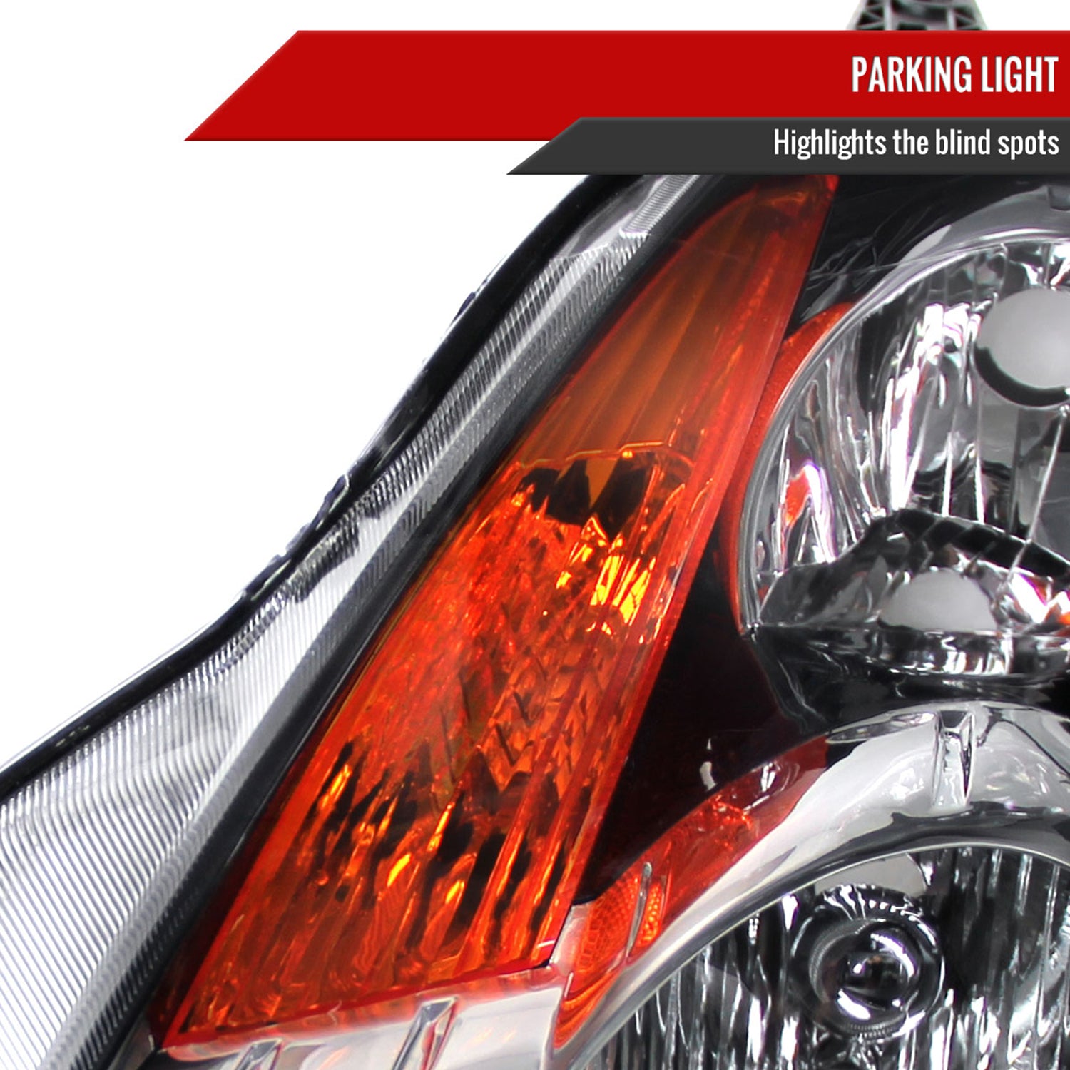 2007-2009 Nissan Altima Sedan Crystal Headlights Amber Reflector Matt Black